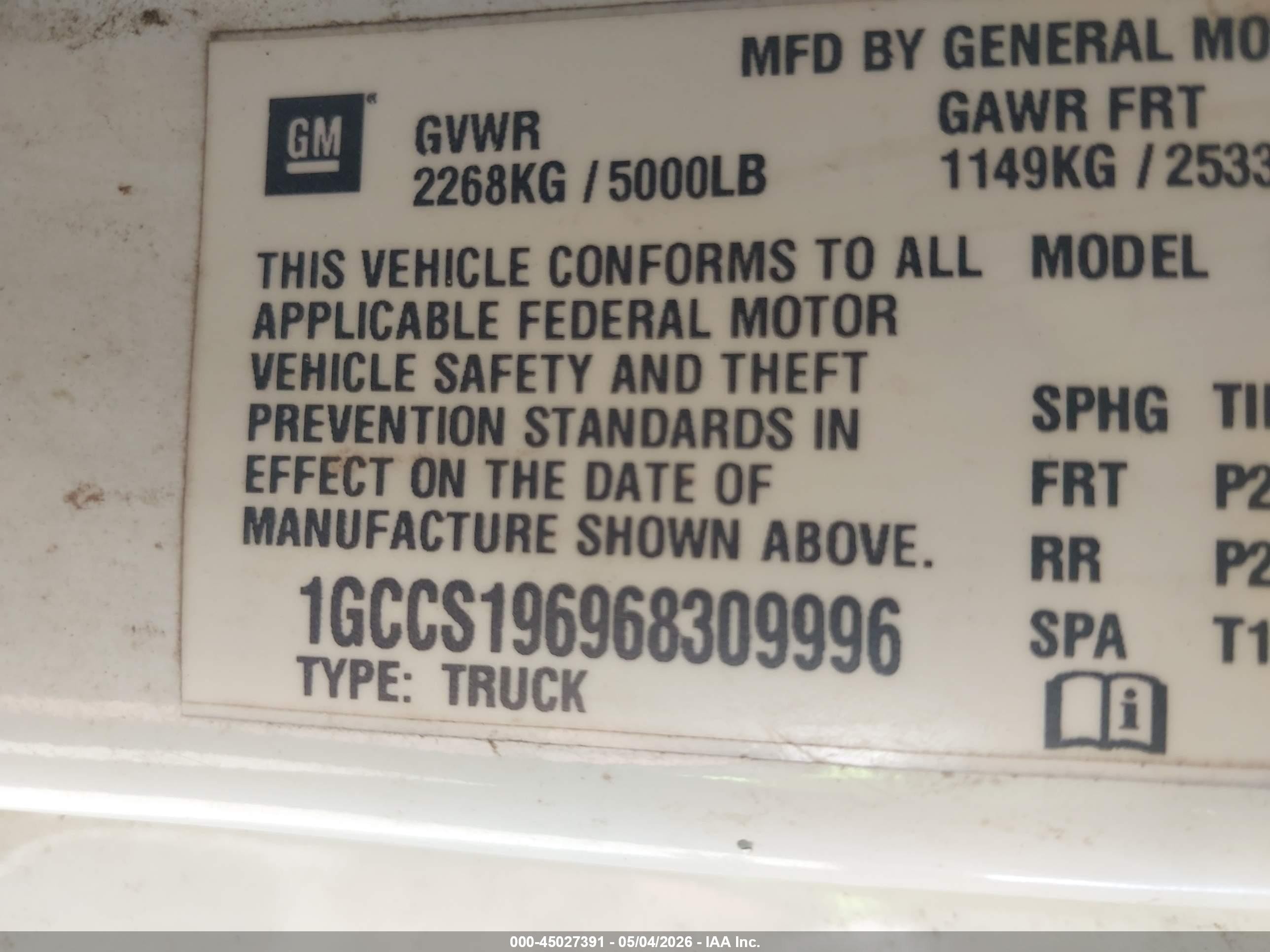 2006 Chevrolet Colorado Work Truck White vin: 1GCCS196968309996