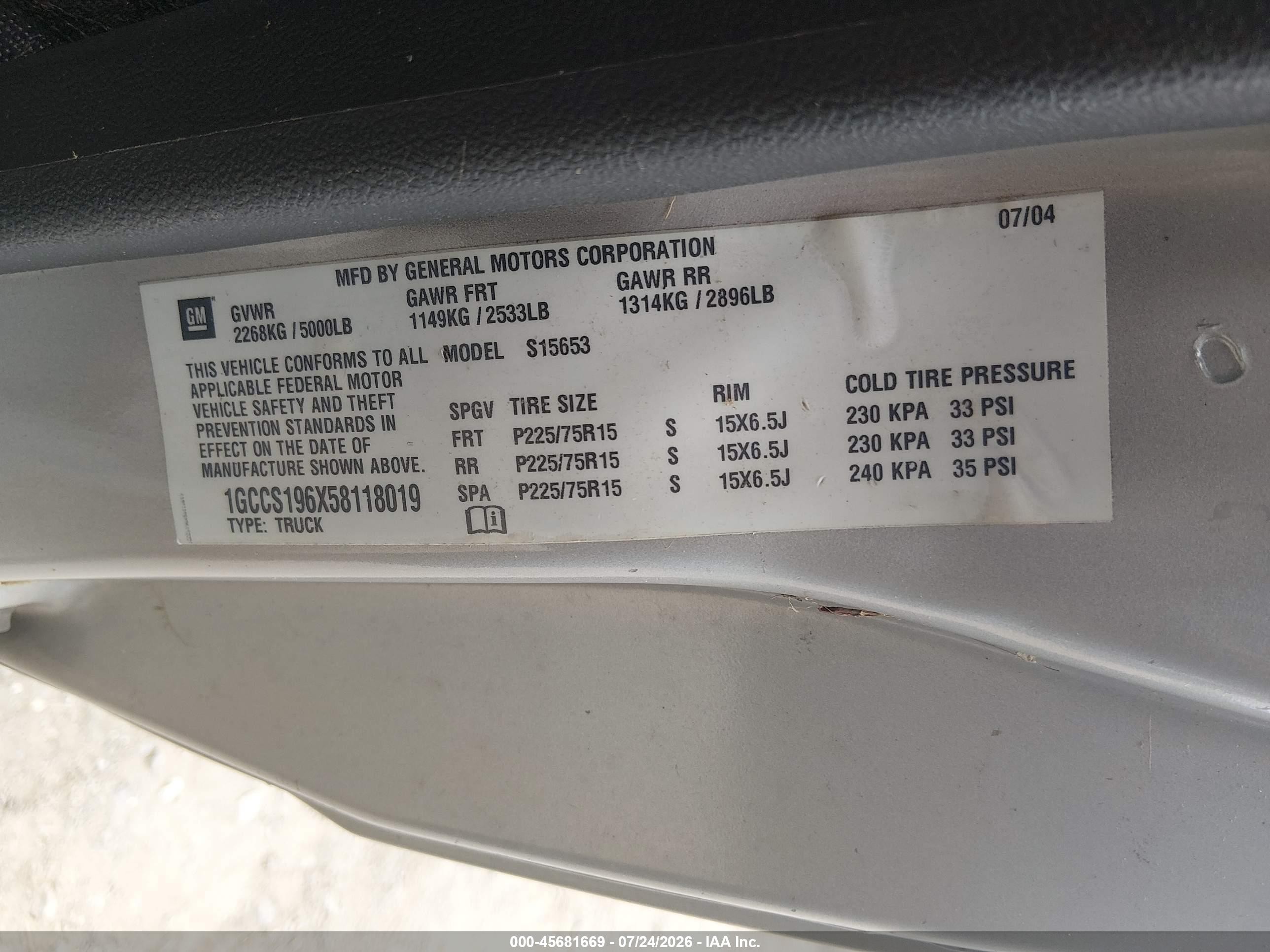 2005 Chevrolet Colorado Ls Beige vin: 1GCCS196X58118019
