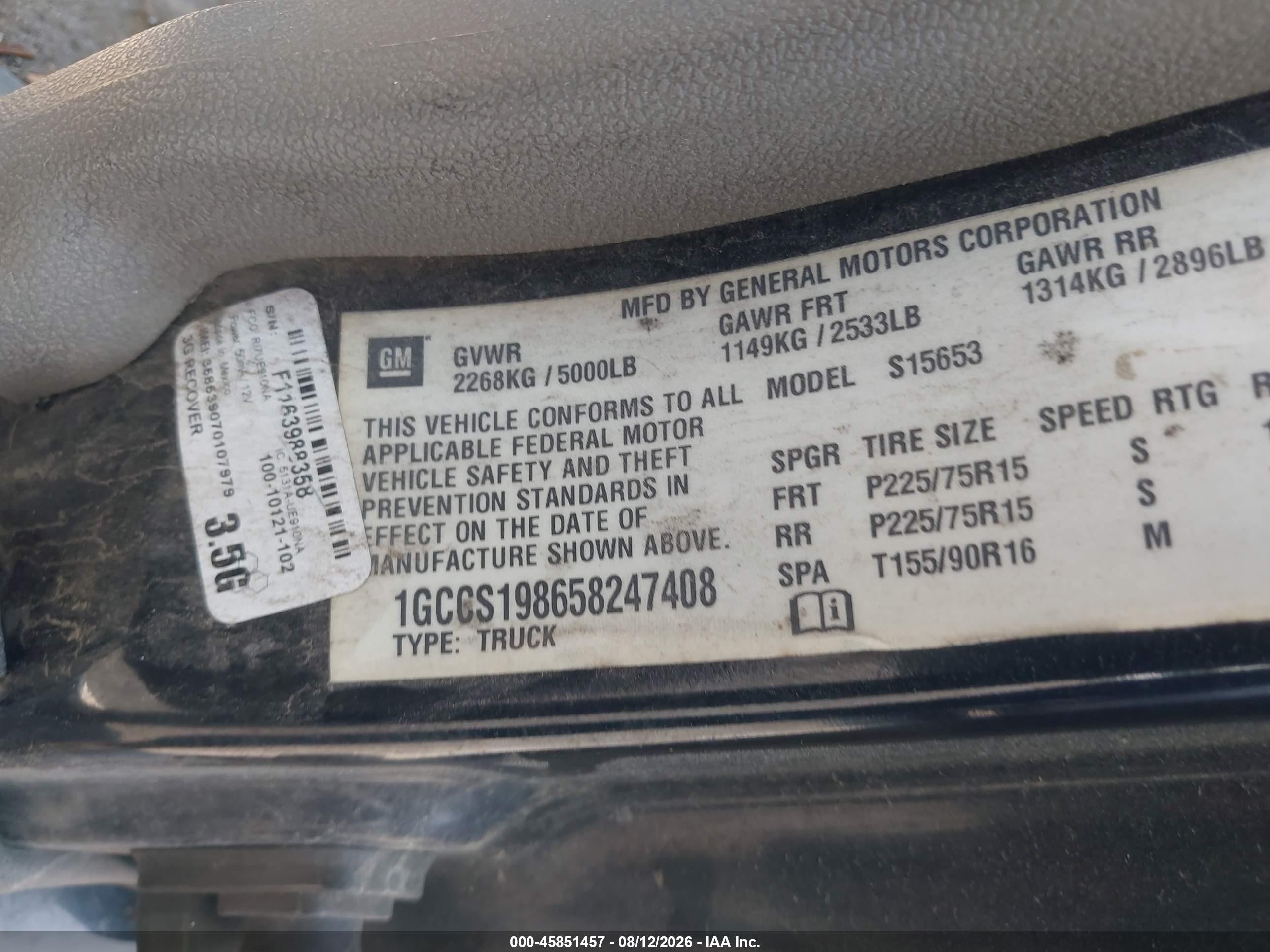 2005 Chevrolet Colorado Black vin: 1GCCS198658247408
