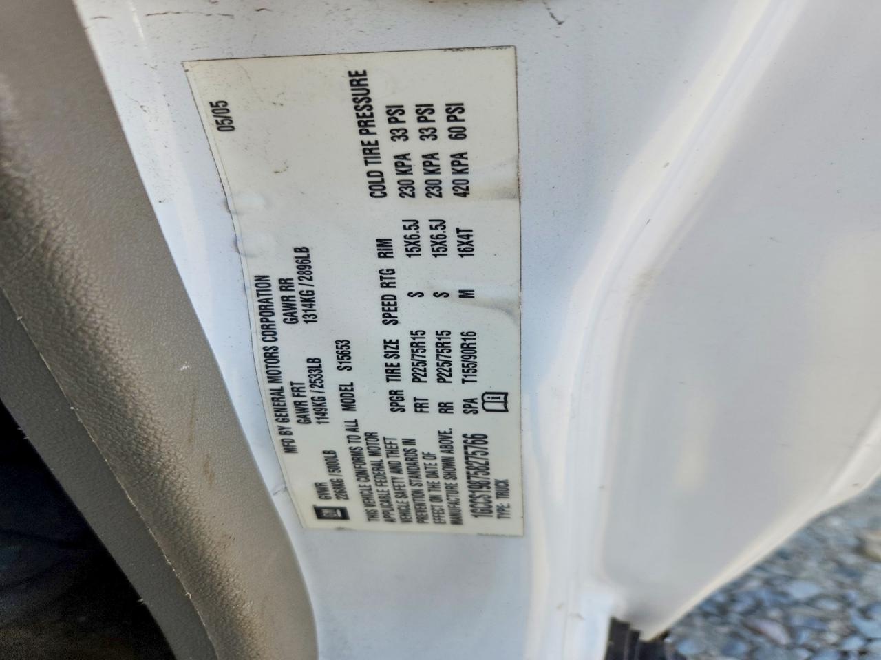 2005 Chevrolet Colorado Белый vin: 1GCCS198758275766