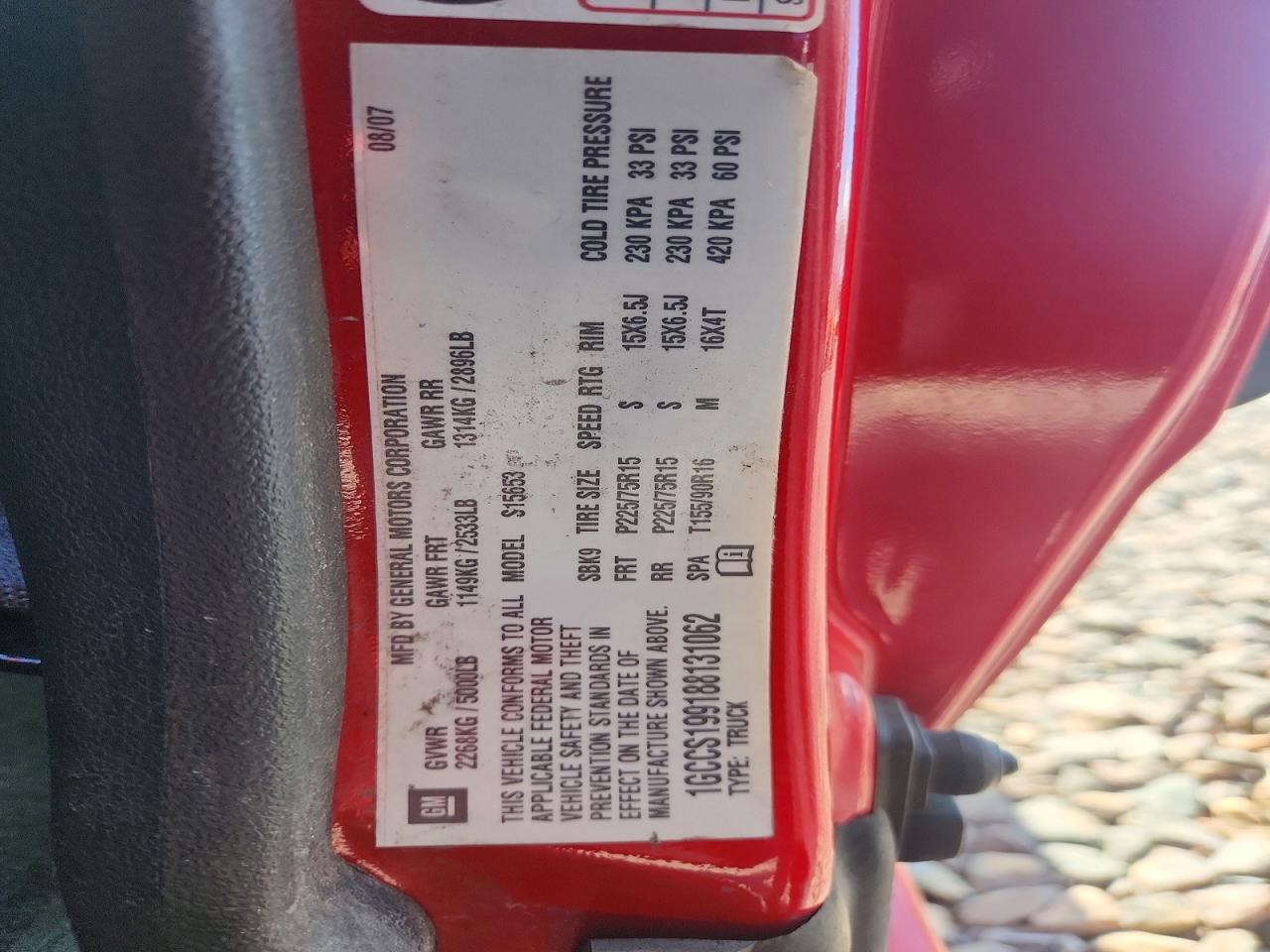 2008 Chevrolet Colorado Red vin: 1GCCS199188131062