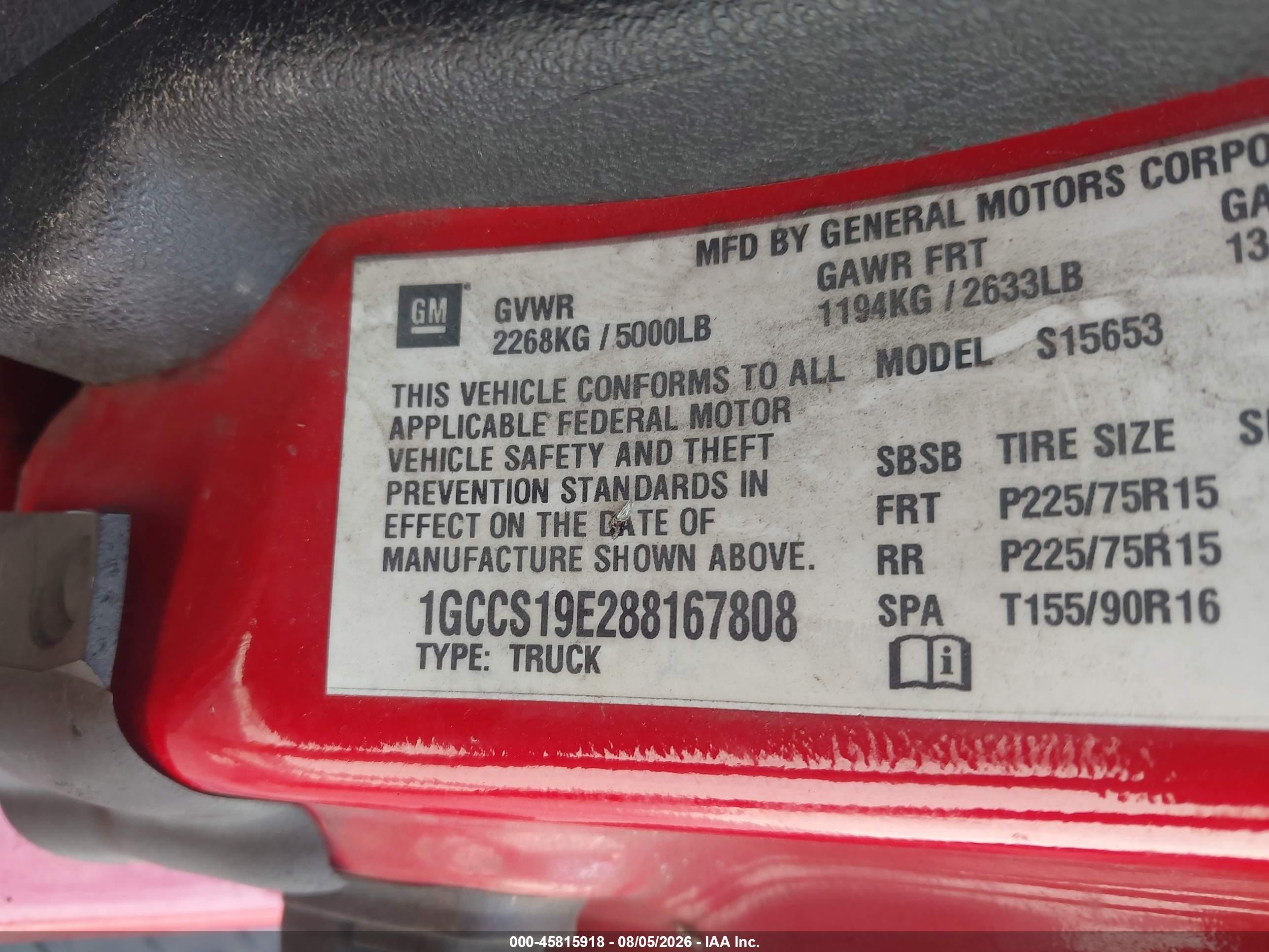 2008 Chevrolet Colorado Lt Red vin: 1GCCS19E288167808