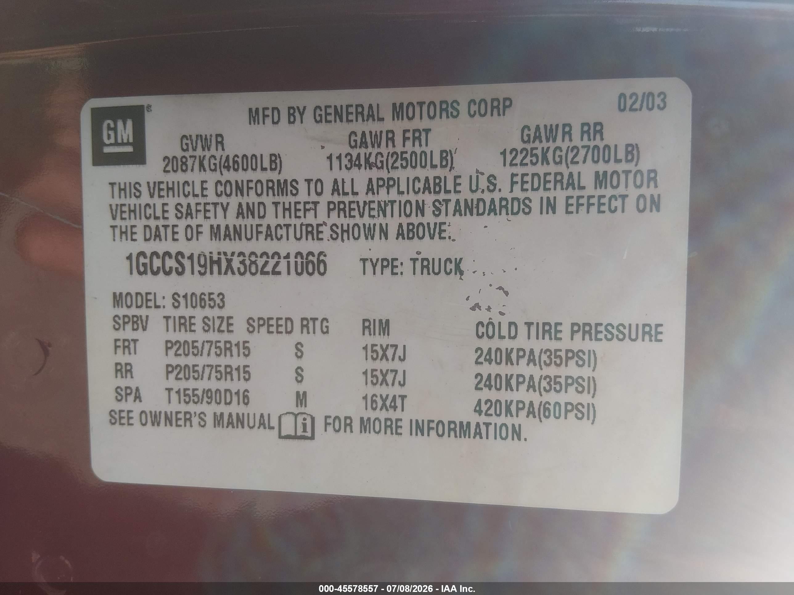 2003 Chevrolet S-10 Ls Burgundy vin: 1GCCS19HX38221066