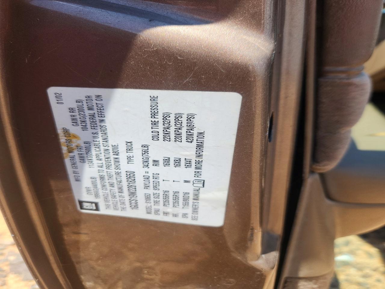 2002 Chevrolet S Truck S10 Tan vin: 1GCCS19W228182650