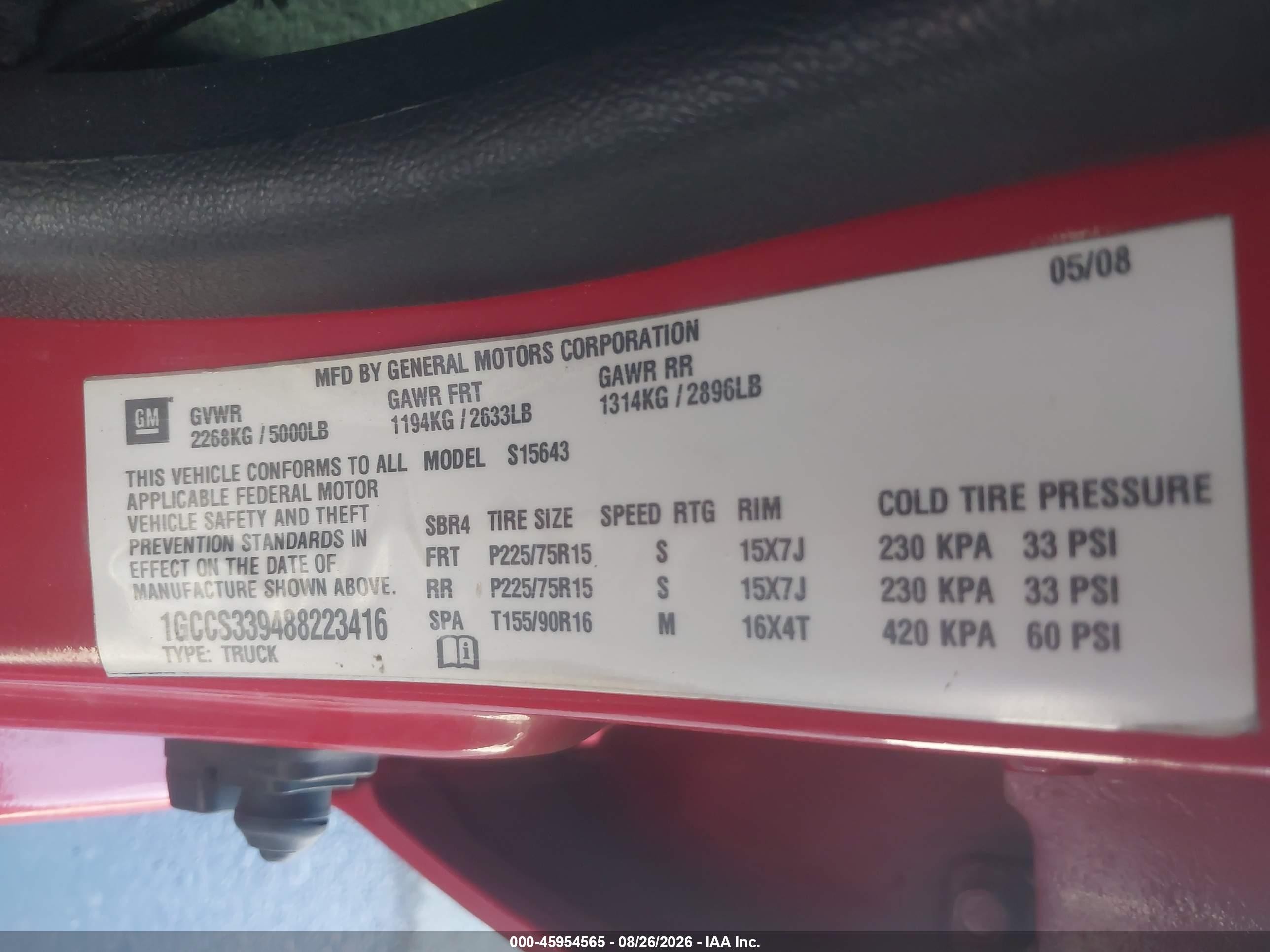 2008 Chevrolet Colorado Lt Red vin: 1GCCS339488223416