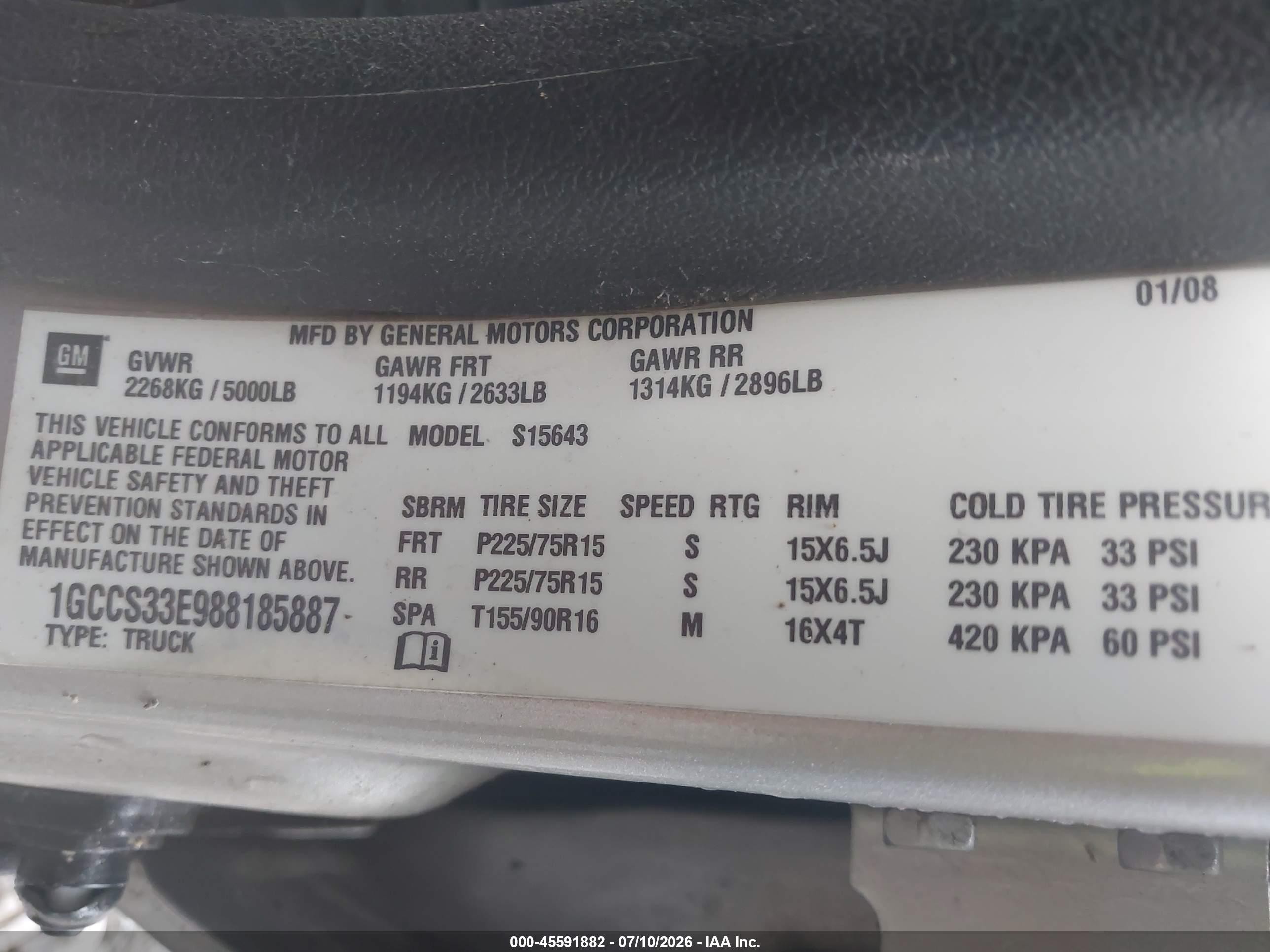 2008 Chevrolet Colorado Lt Tan vin: 1GCCS33E988185887