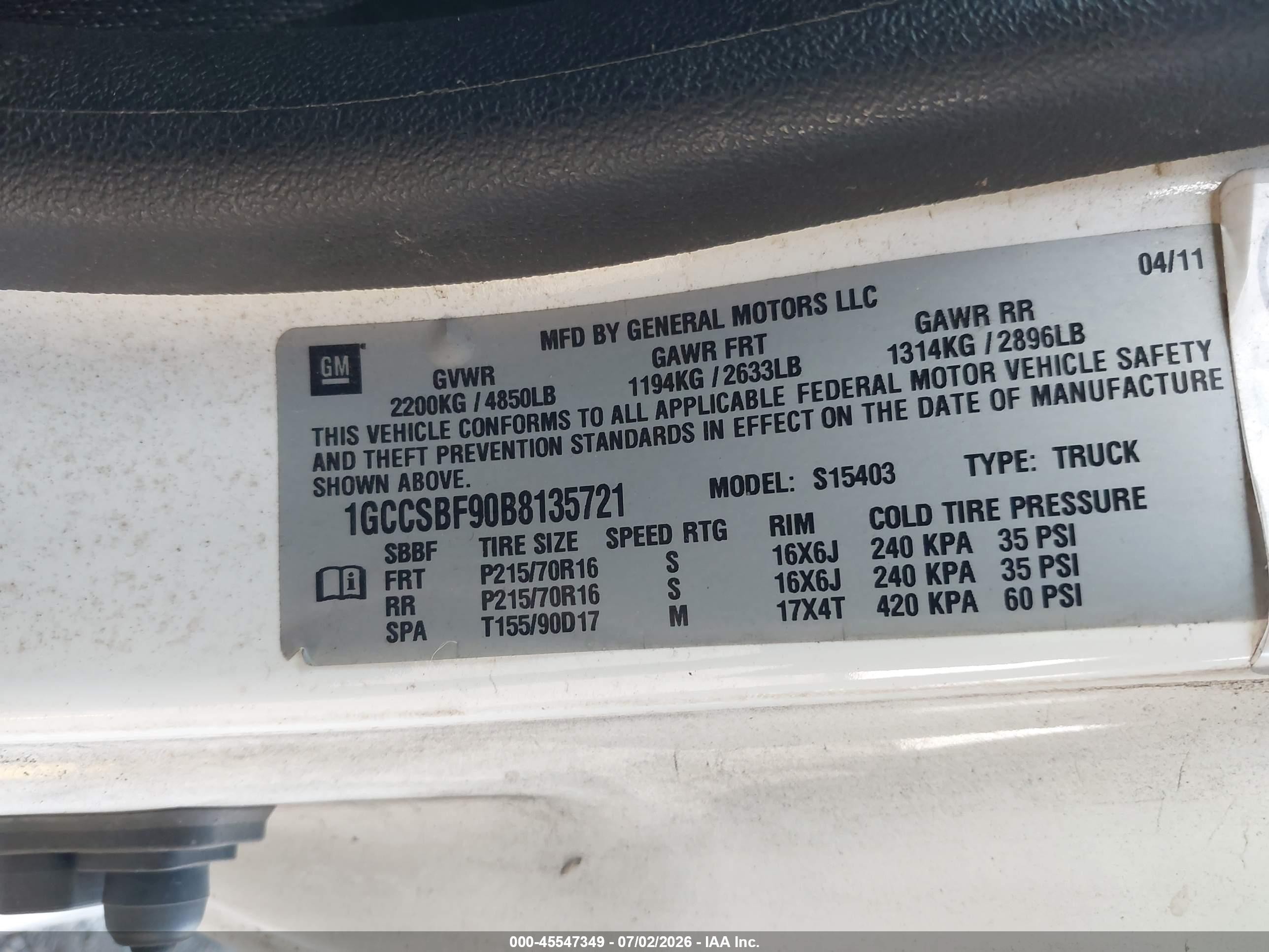 2011 Chevrolet Colorado Work Truck White vin: 1GCCSBF90B8135721