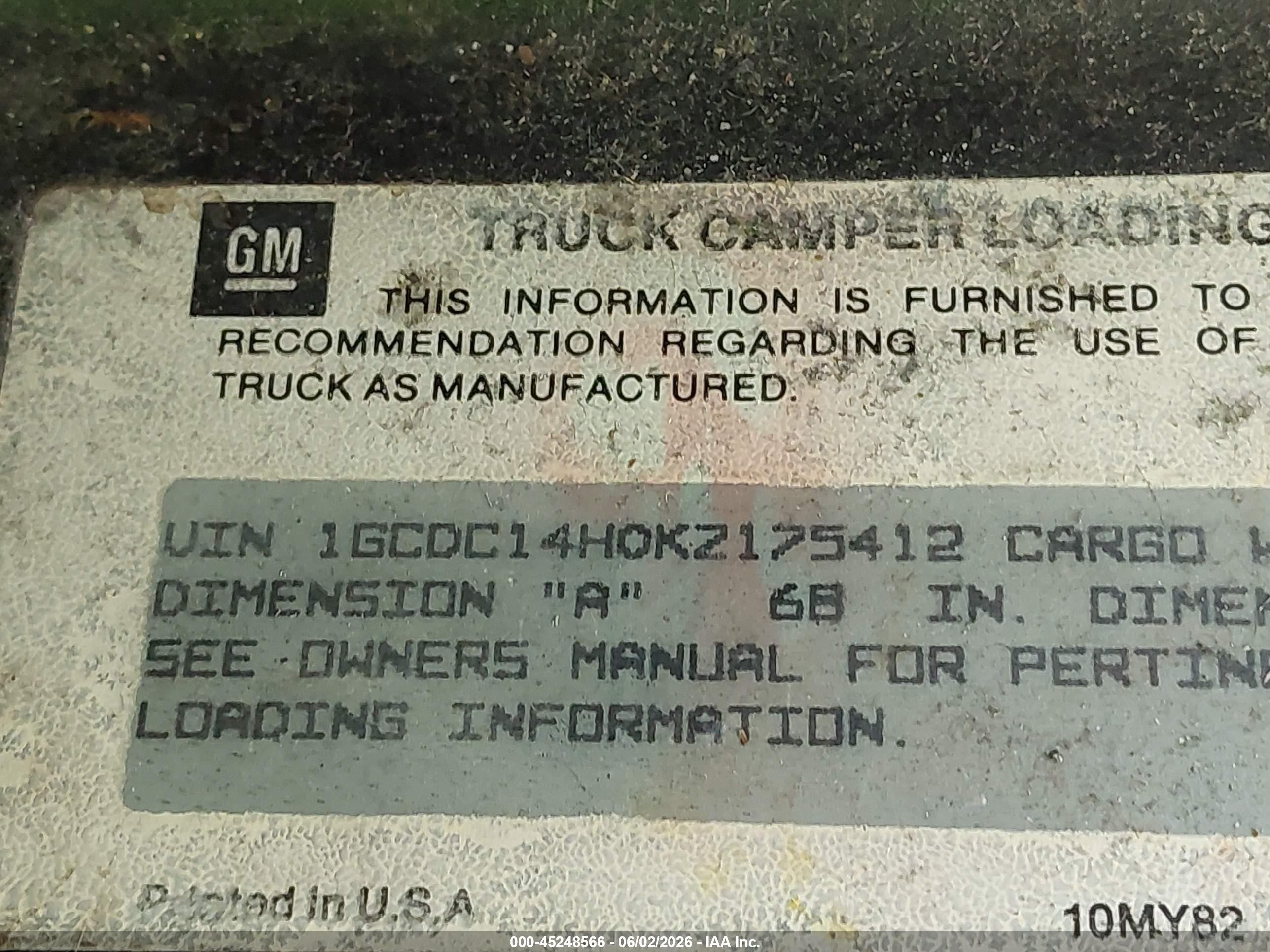 1989 Chevrolet Gmt-400 C1500 Black vin: 1GCDC14H0KZ175412