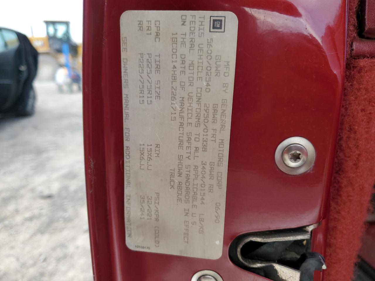 1990 Chevrolet Gmt-400 C1500 Red vin: 1GCDC14H8LZ261715