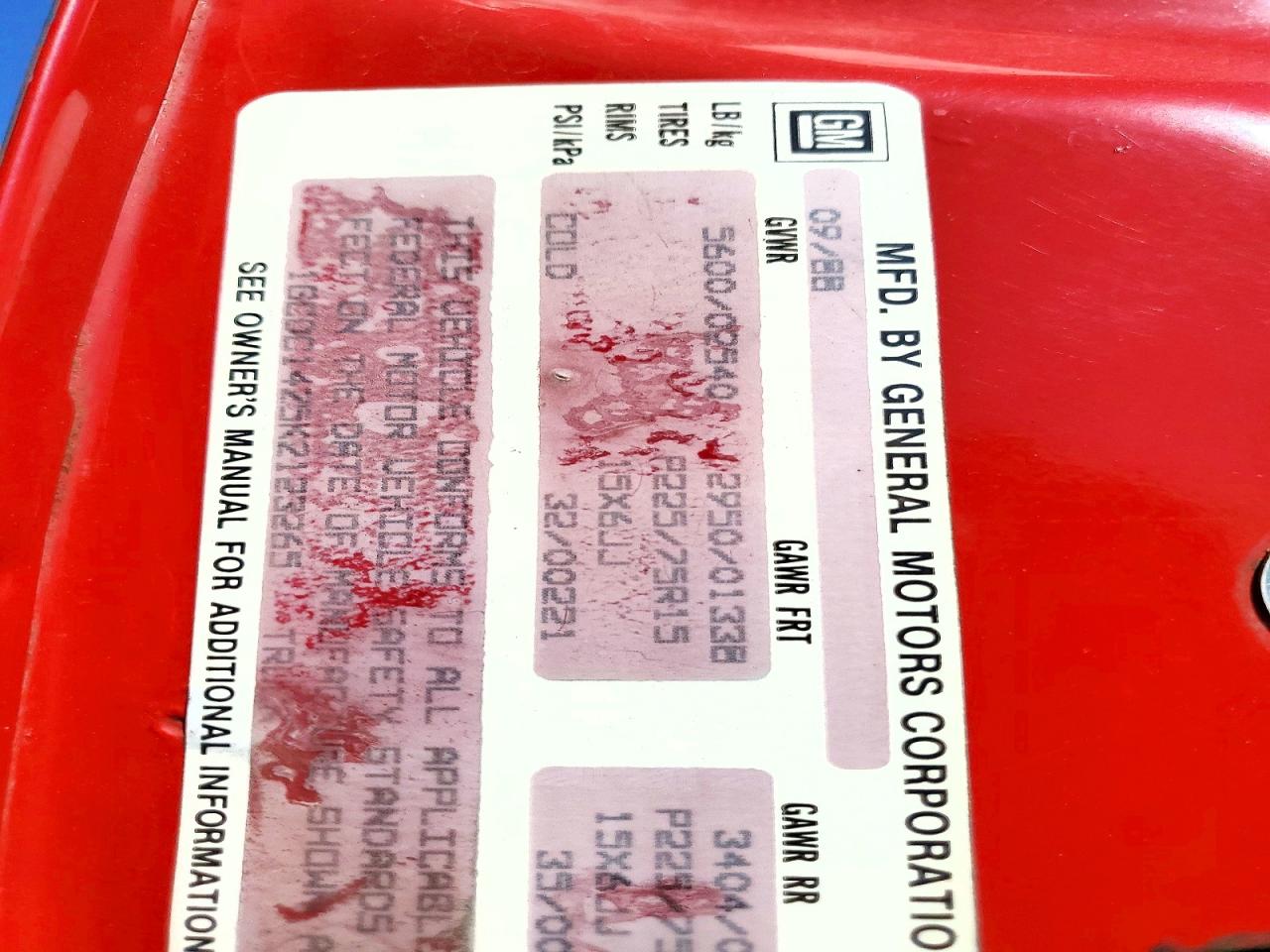 1989 Chevrolet Gmt-400 C1500 Red vin: 1GCDC14Z5KZ123265