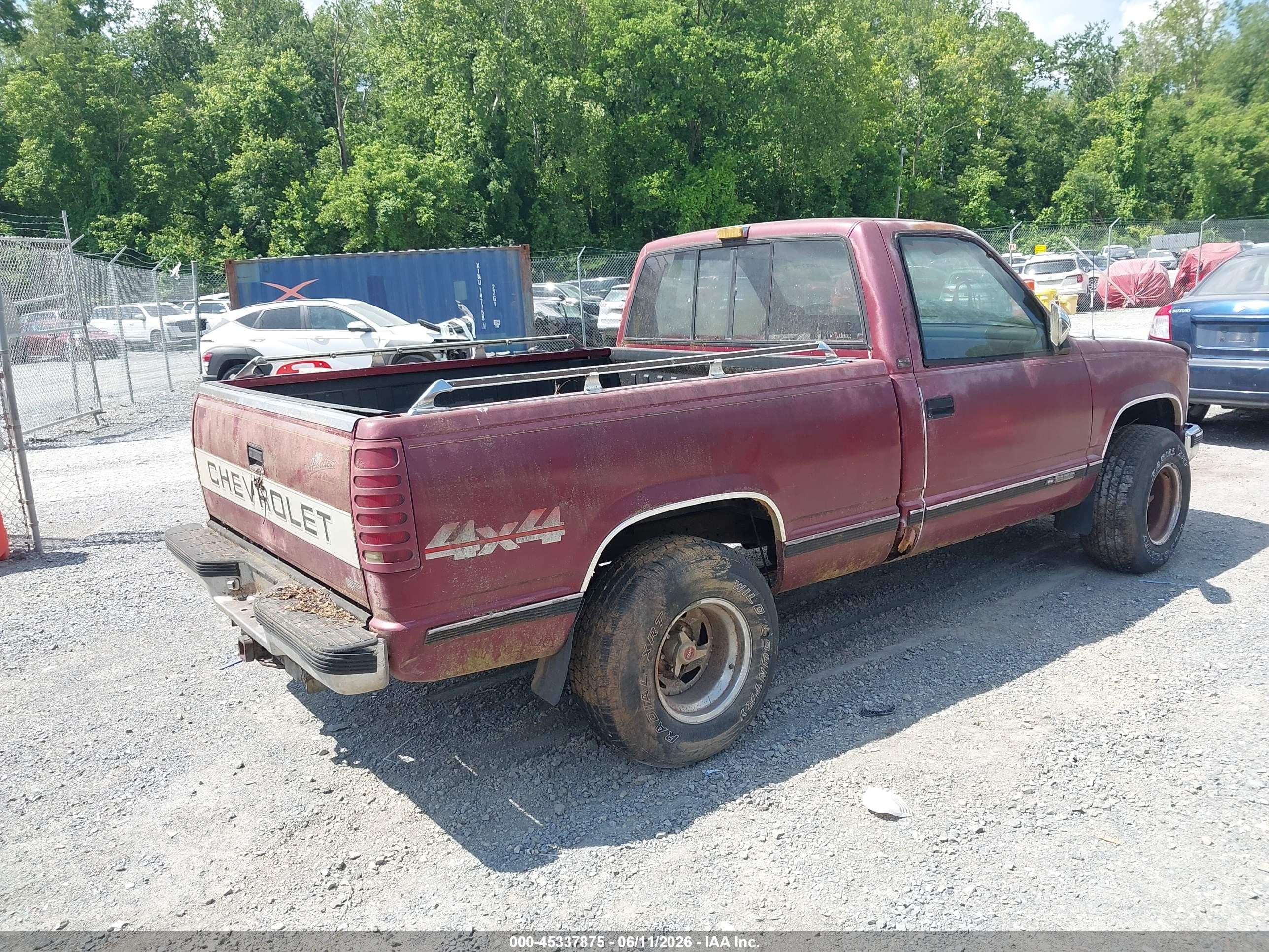 1988 Chevrolet Gmt-400 K1500 Maroon vin: 1GCDK14KXJZ233605