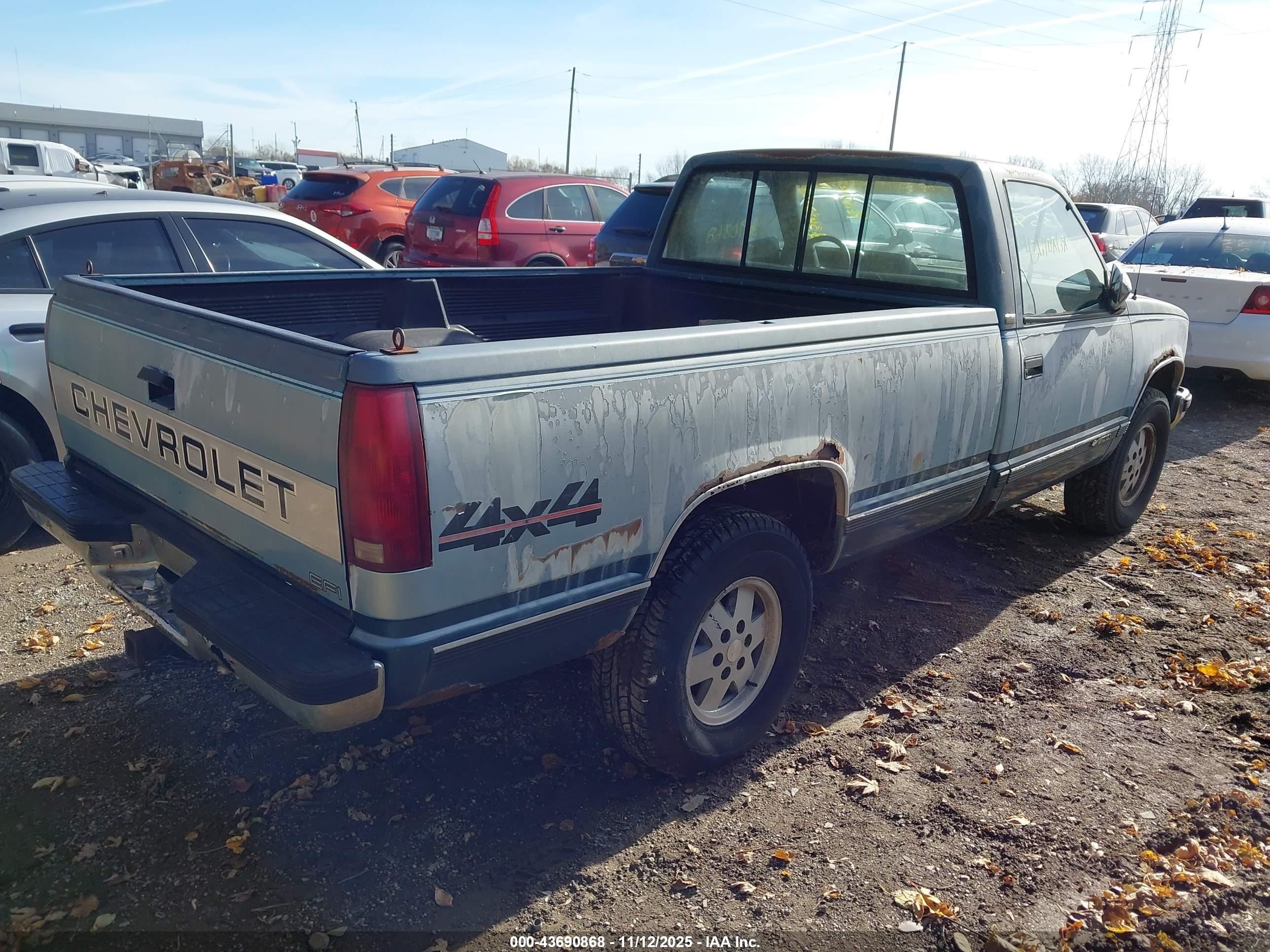 1991 Chevrolet Gmt-400 K1500 Blue vin: 1GCDK14KXME109748