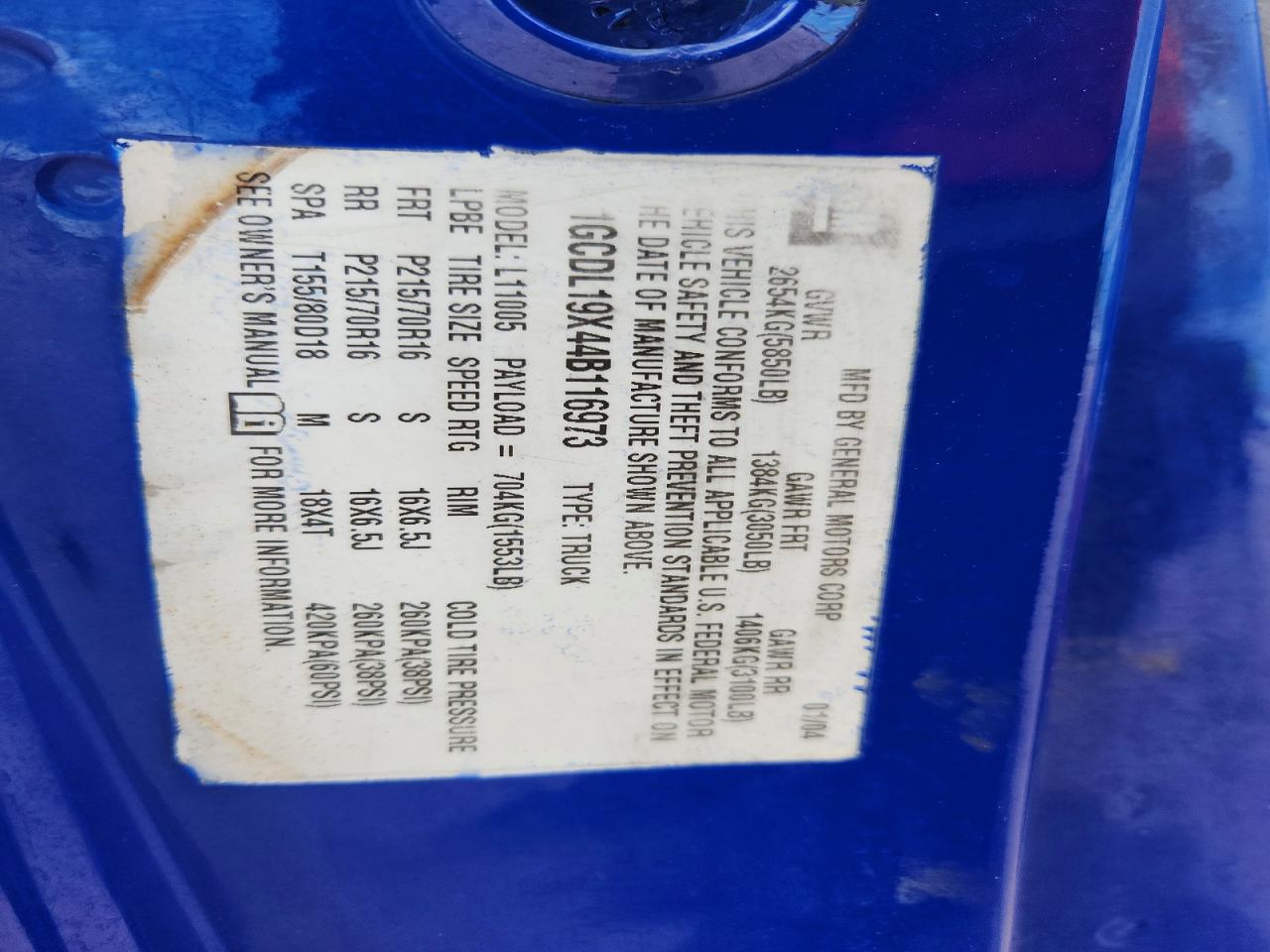 2004 Chevrolet Astro Blue vin: 1GCDL19X44B116973