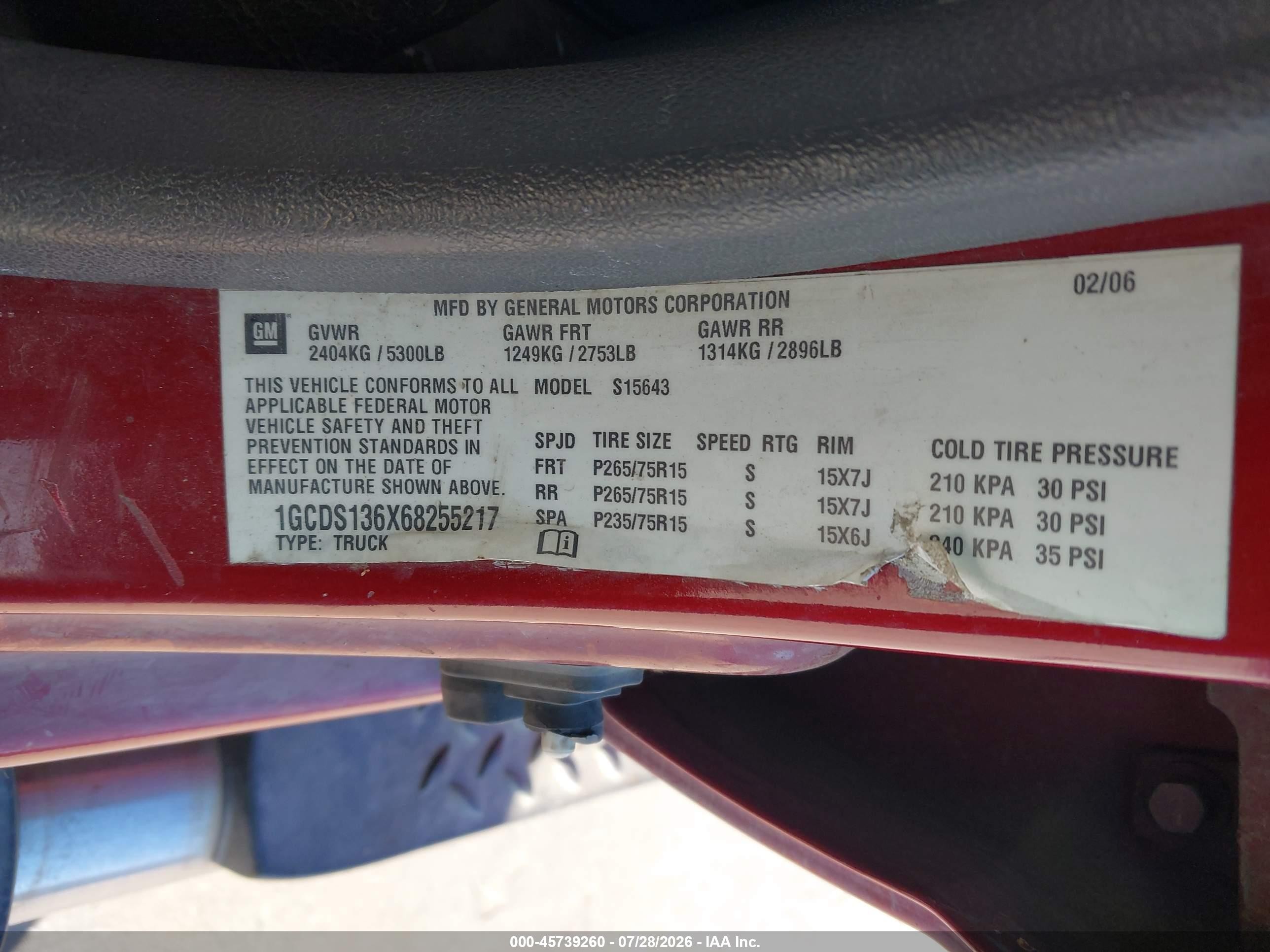 2006 Chevrolet Colorado Lt Burgundy vin: 1GCDS136X68255217