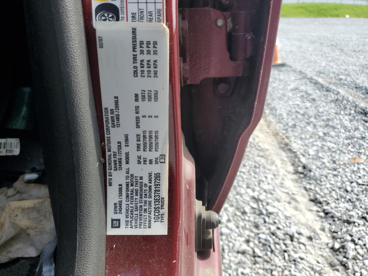 2007 Chevrolet Colorado Burgundy vin: 1GCDS13E378197265