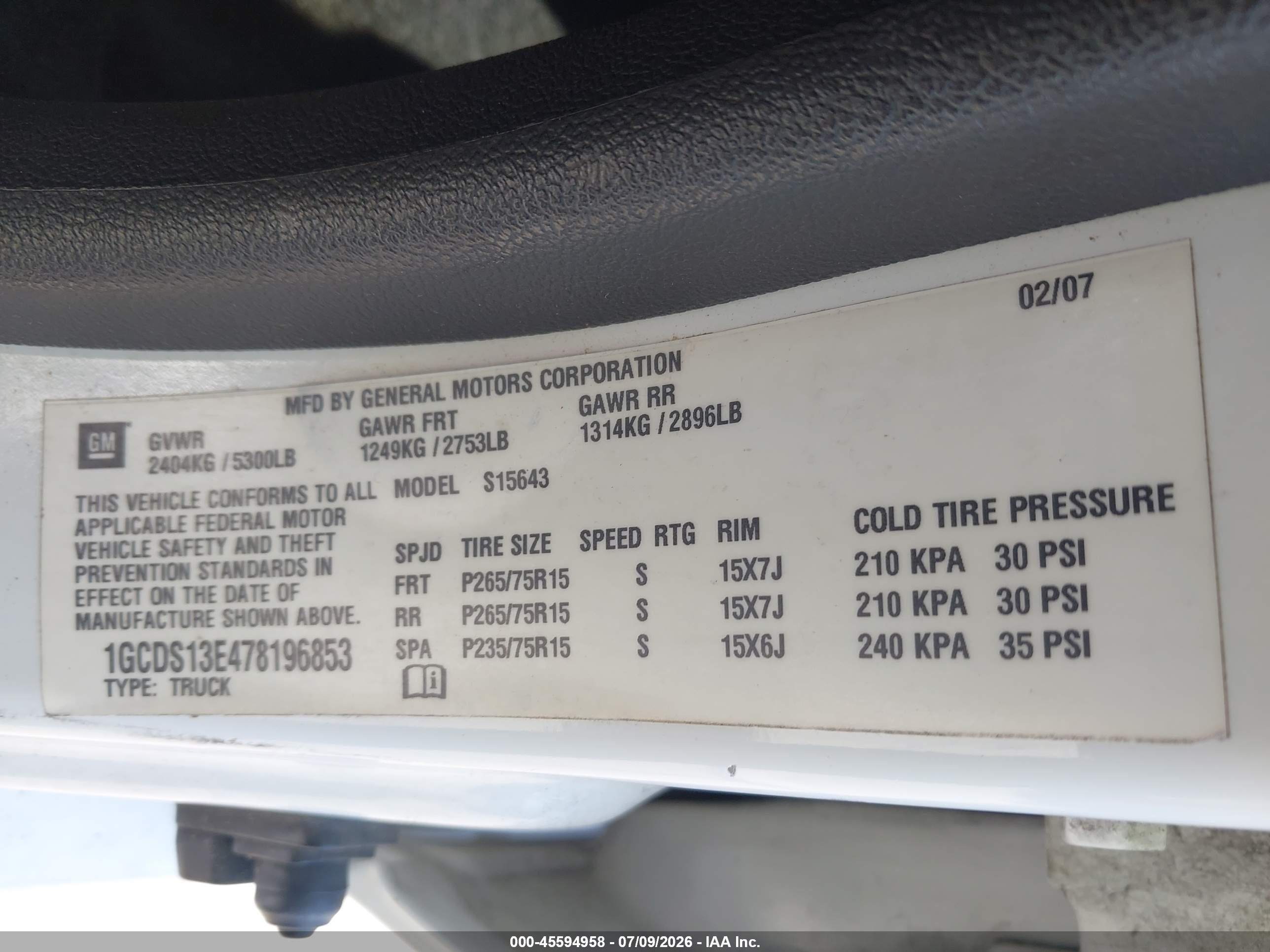 2007 Chevrolet Colorado Lt White vin: 1GCDS13E478196853