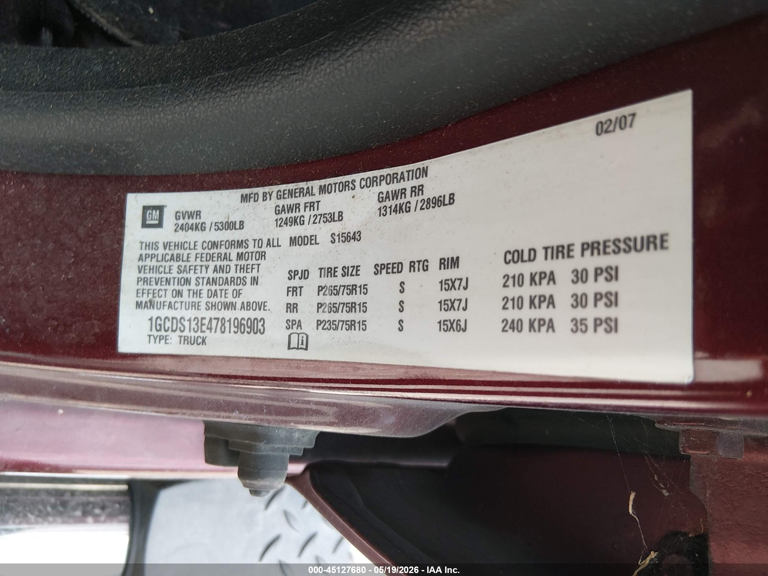 2007 Chevrolet Colorado Lt Maroon vin: 1GCDS13E478196903