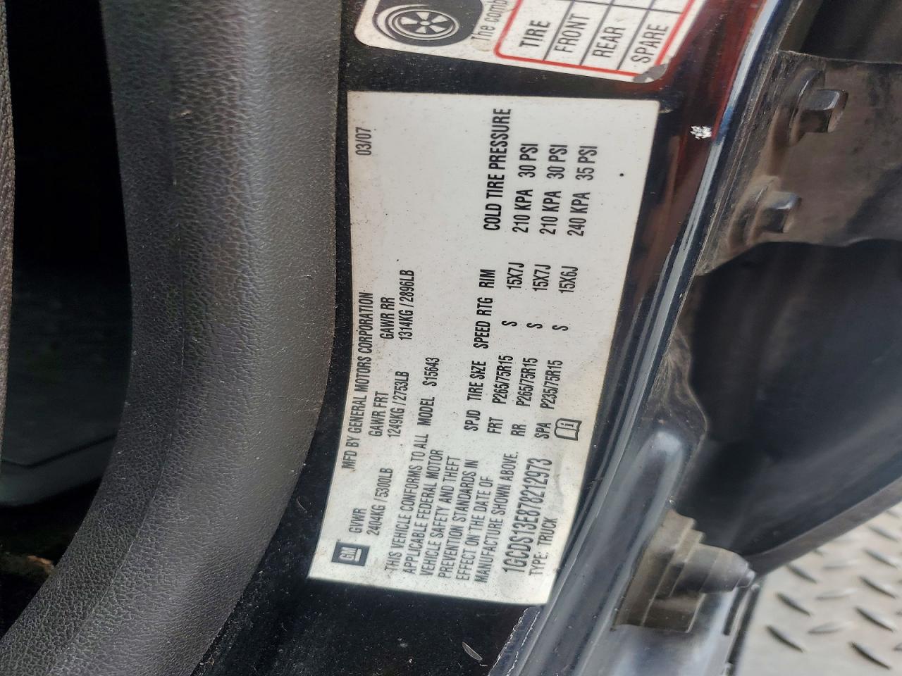 2007 Chevrolet Colorado Z71 Black vin: 1GCDS13E878212973