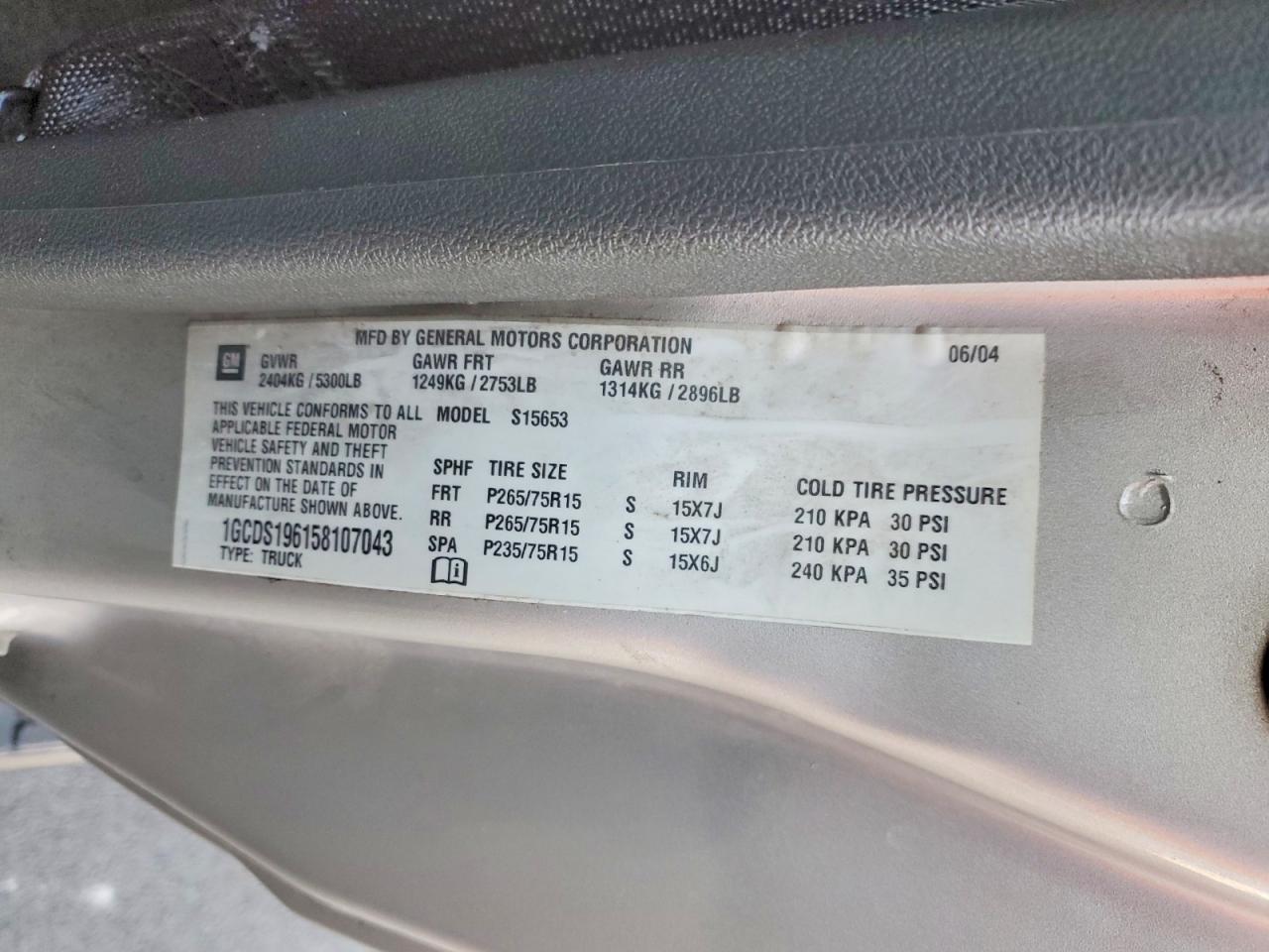 2005 Chevrolet Colorado Tan vin: 1GCDS196158107043