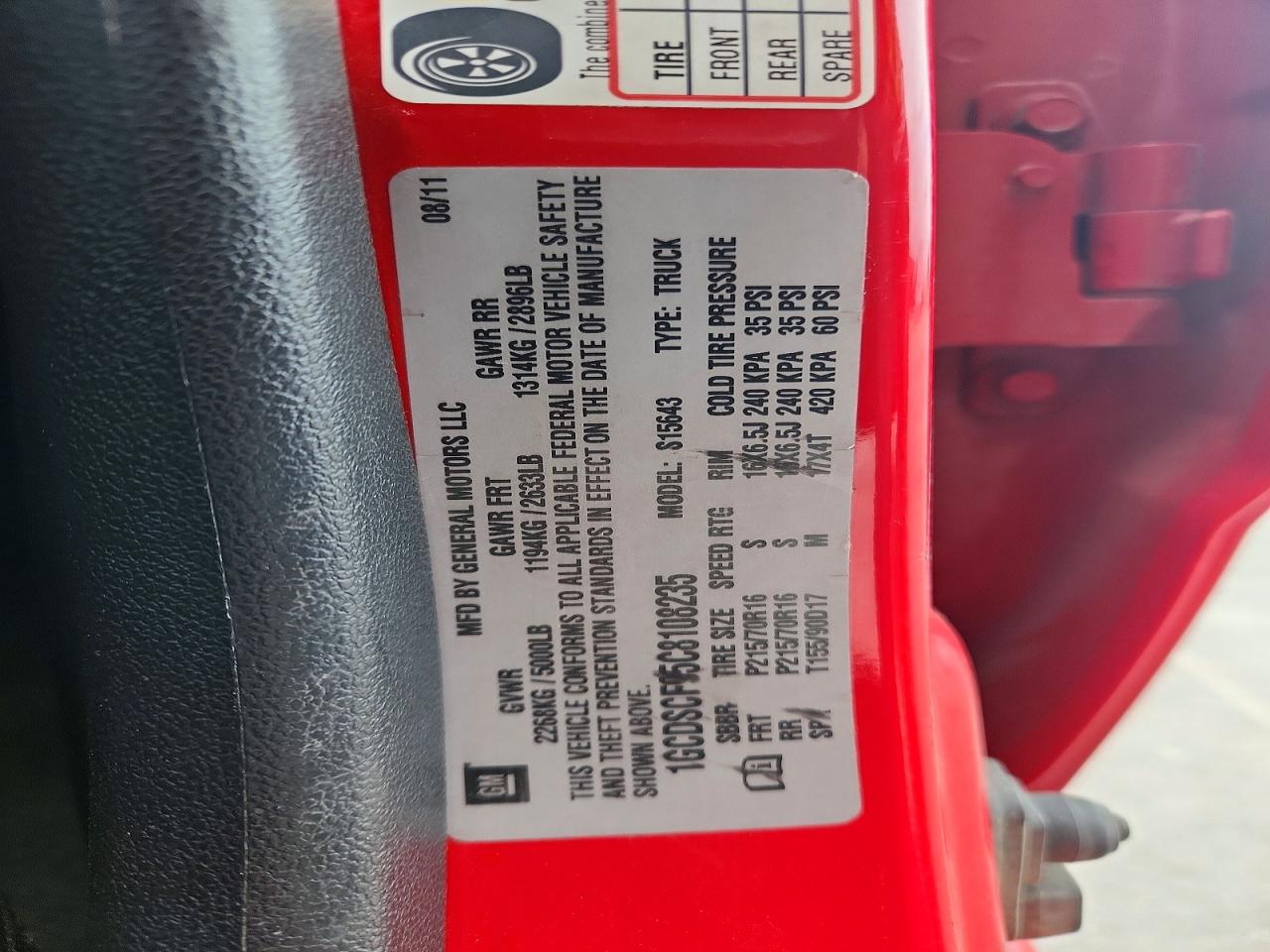 2012 Chevrolet Colorado Lt Red vin: 1GCDSCF95C8108235