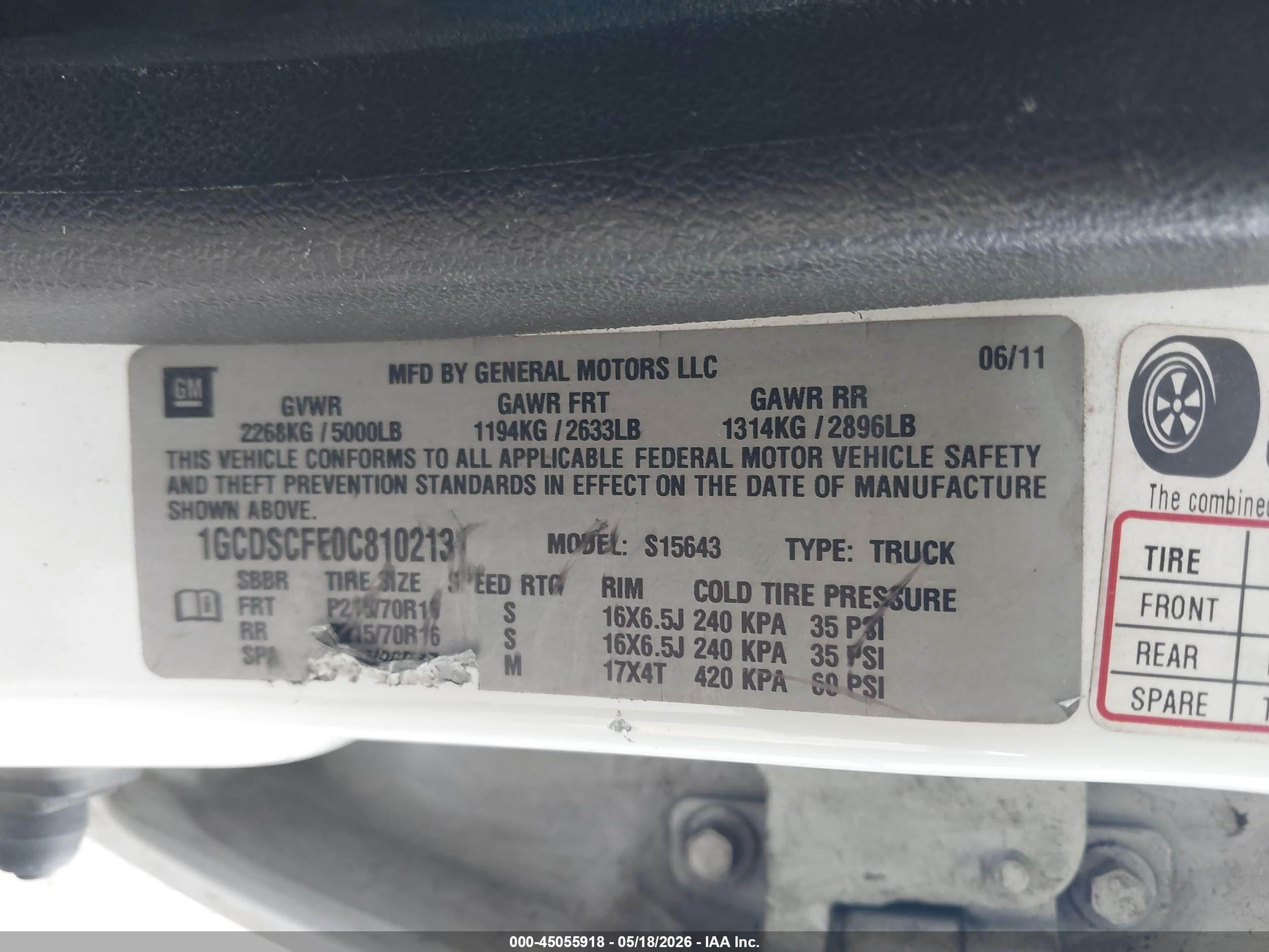 2012 Chevrolet Colorado 1lt White vin: 1GCDSCFE0C8102131