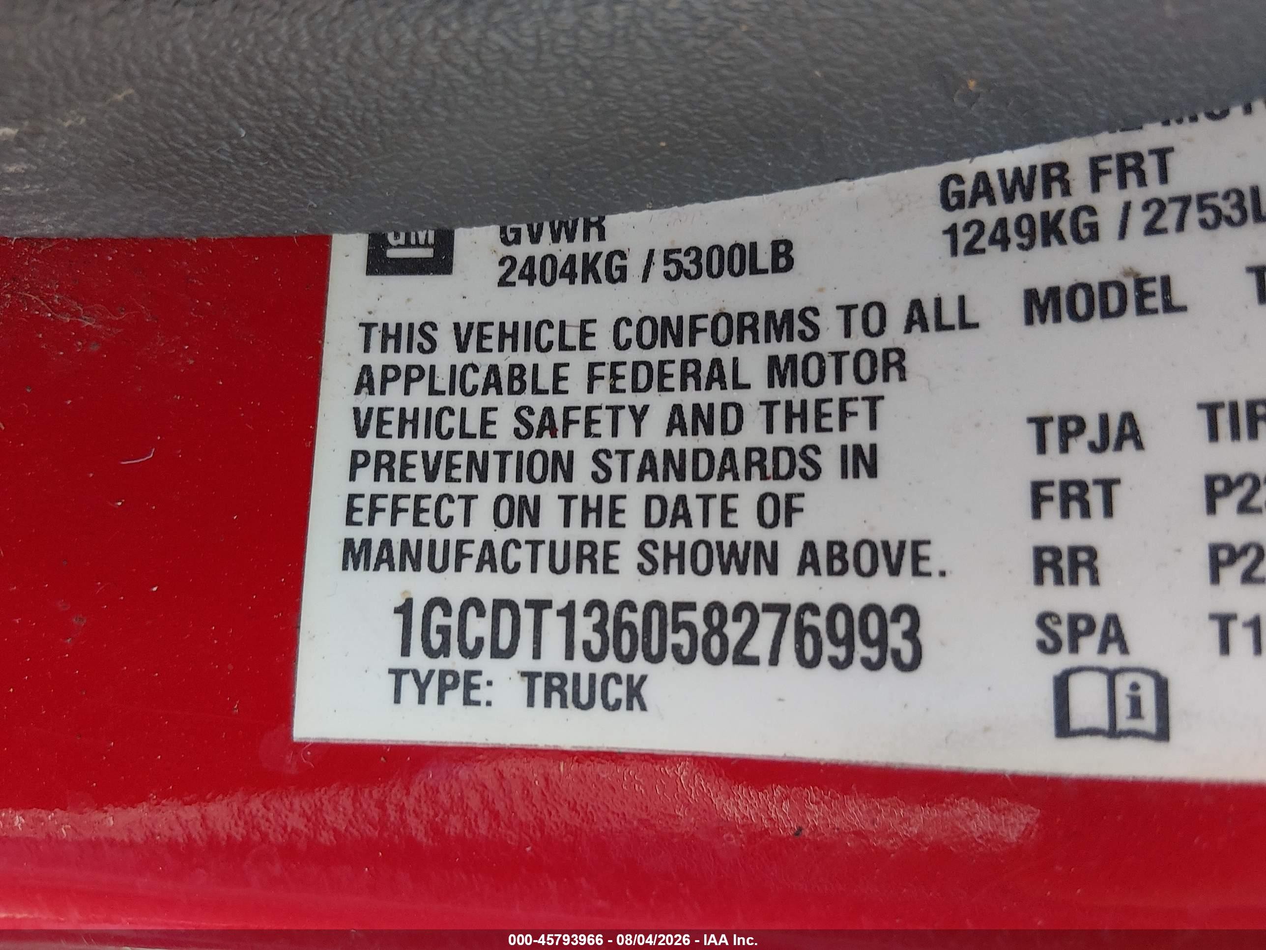 2005 Chevrolet Colorado Ls Red vin: 1GCDT136058276993