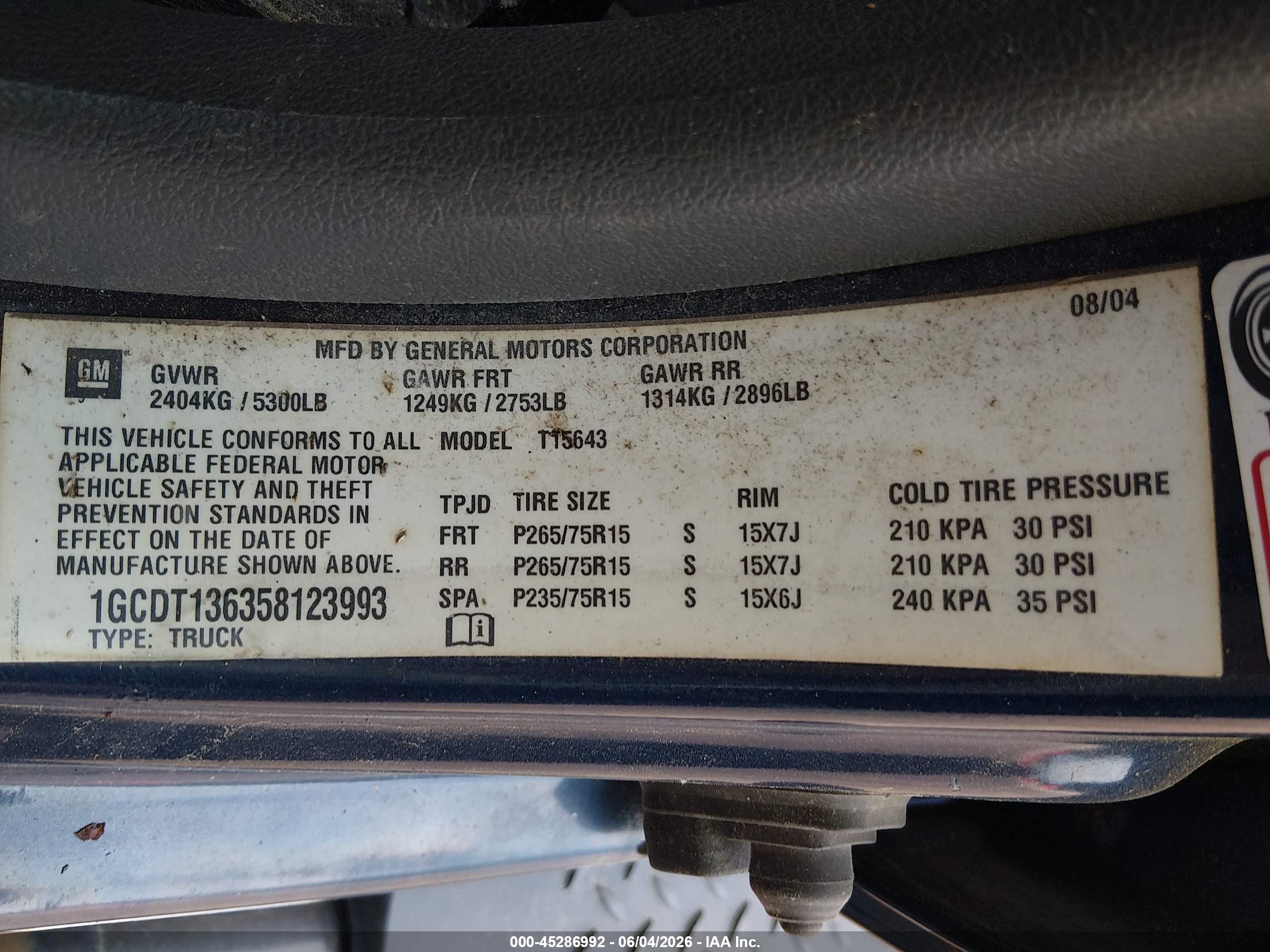 2005 Chevrolet Colorado Ls Blue vin: 1GCDT136358123993