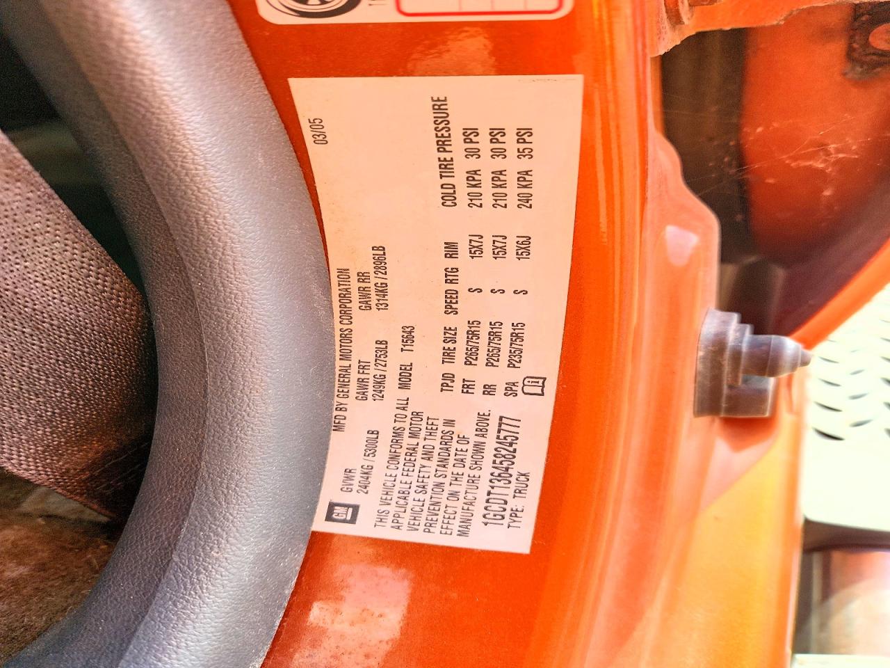 2005 Chevrolet Colorado Оранжевый vin: 1GCDT136458245777