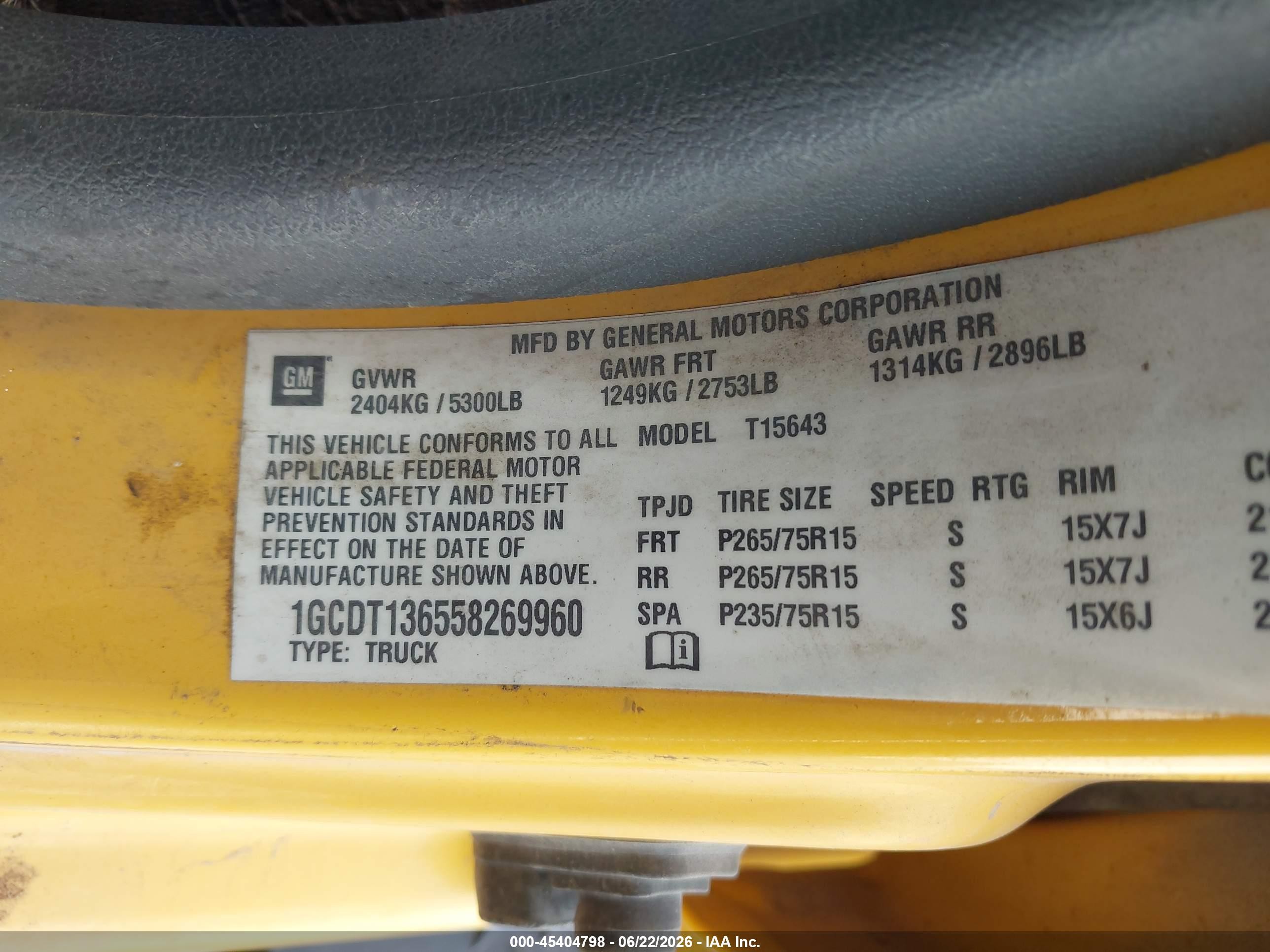 2005 Chevrolet Colorado Ls Желтый vin: 1GCDT136558269960