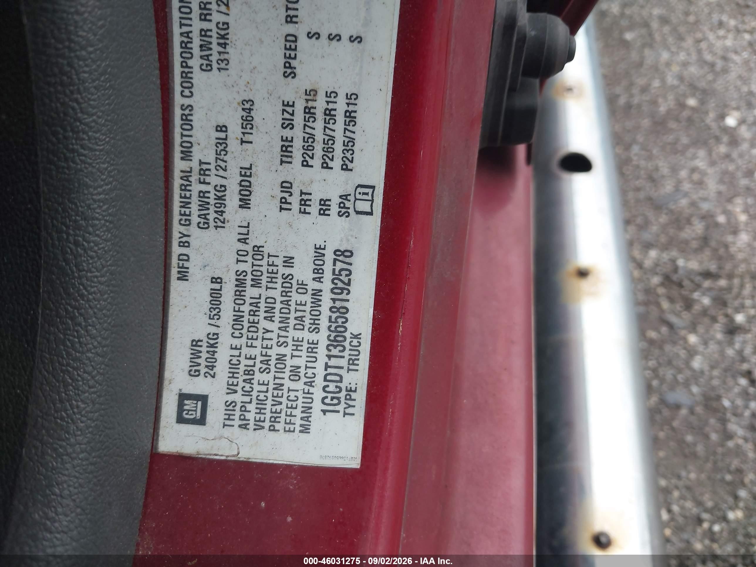 2005 Chevrolet Colorado Ls Red vin: 1GCDT136658192578