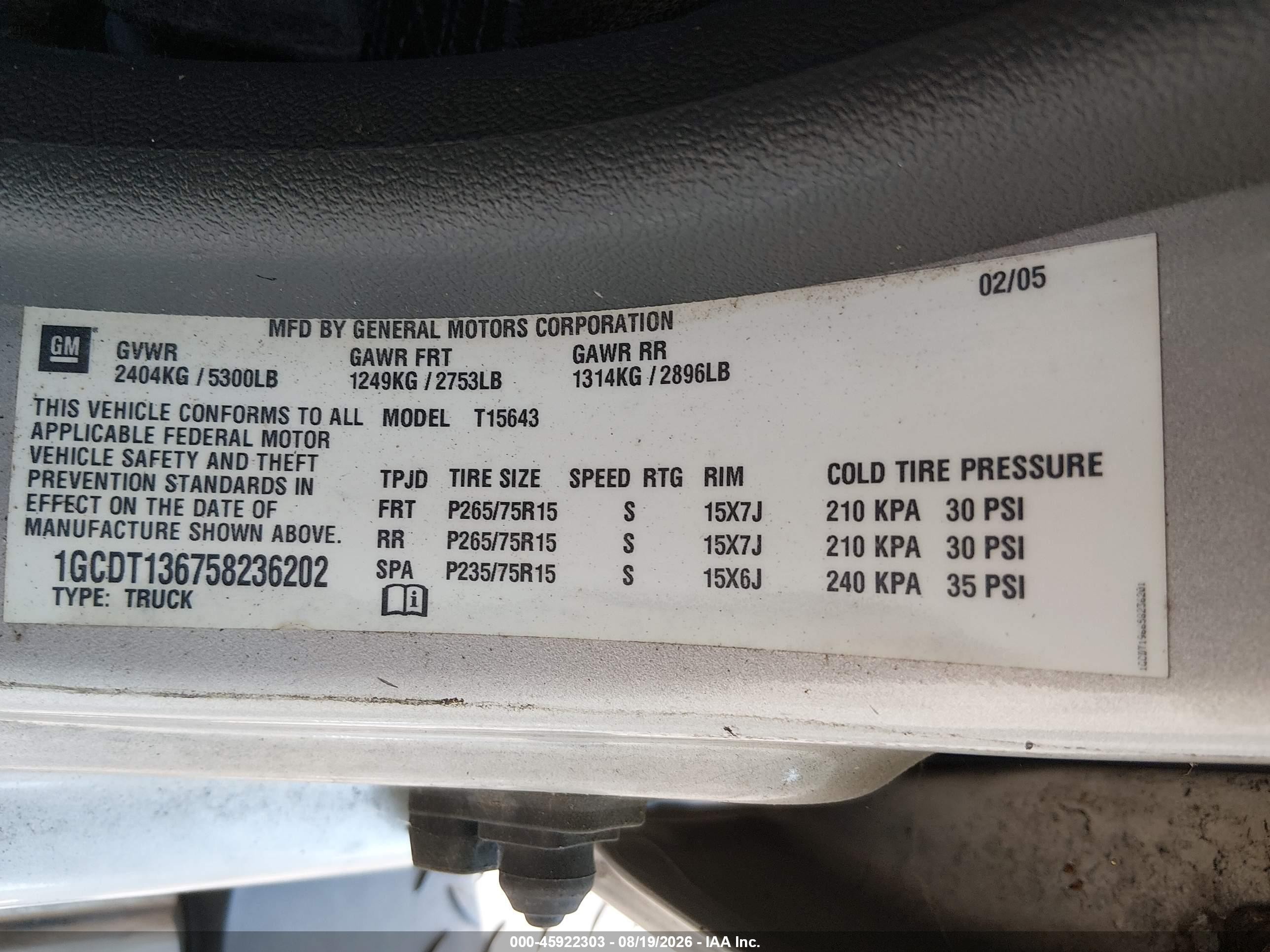 2005 Chevrolet Colorado Ls Silver vin: 1GCDT136758236202