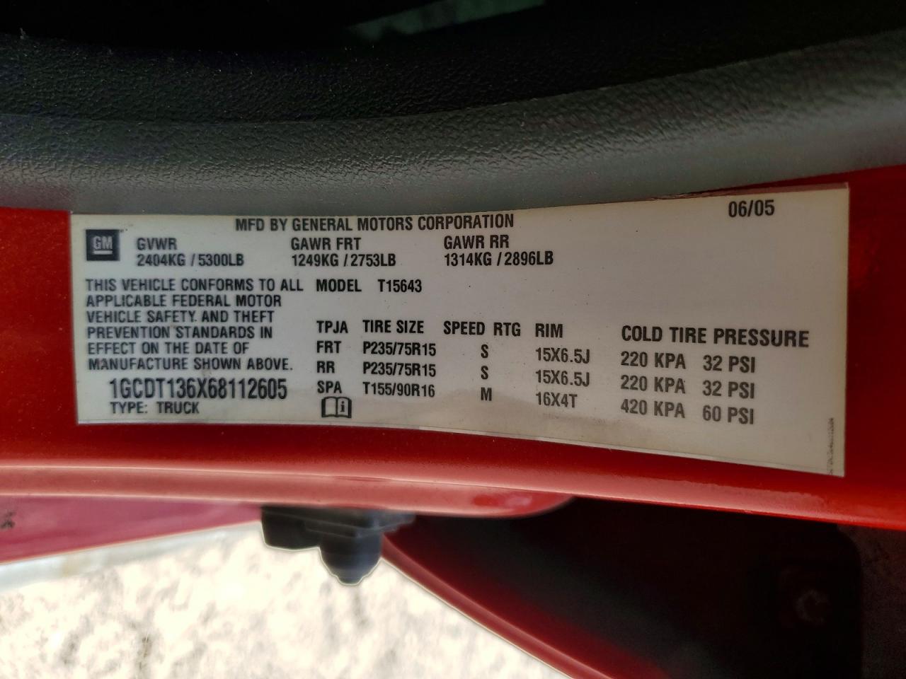 2006 Chevrolet Colorado Красный vin: 1GCDT136X68112605