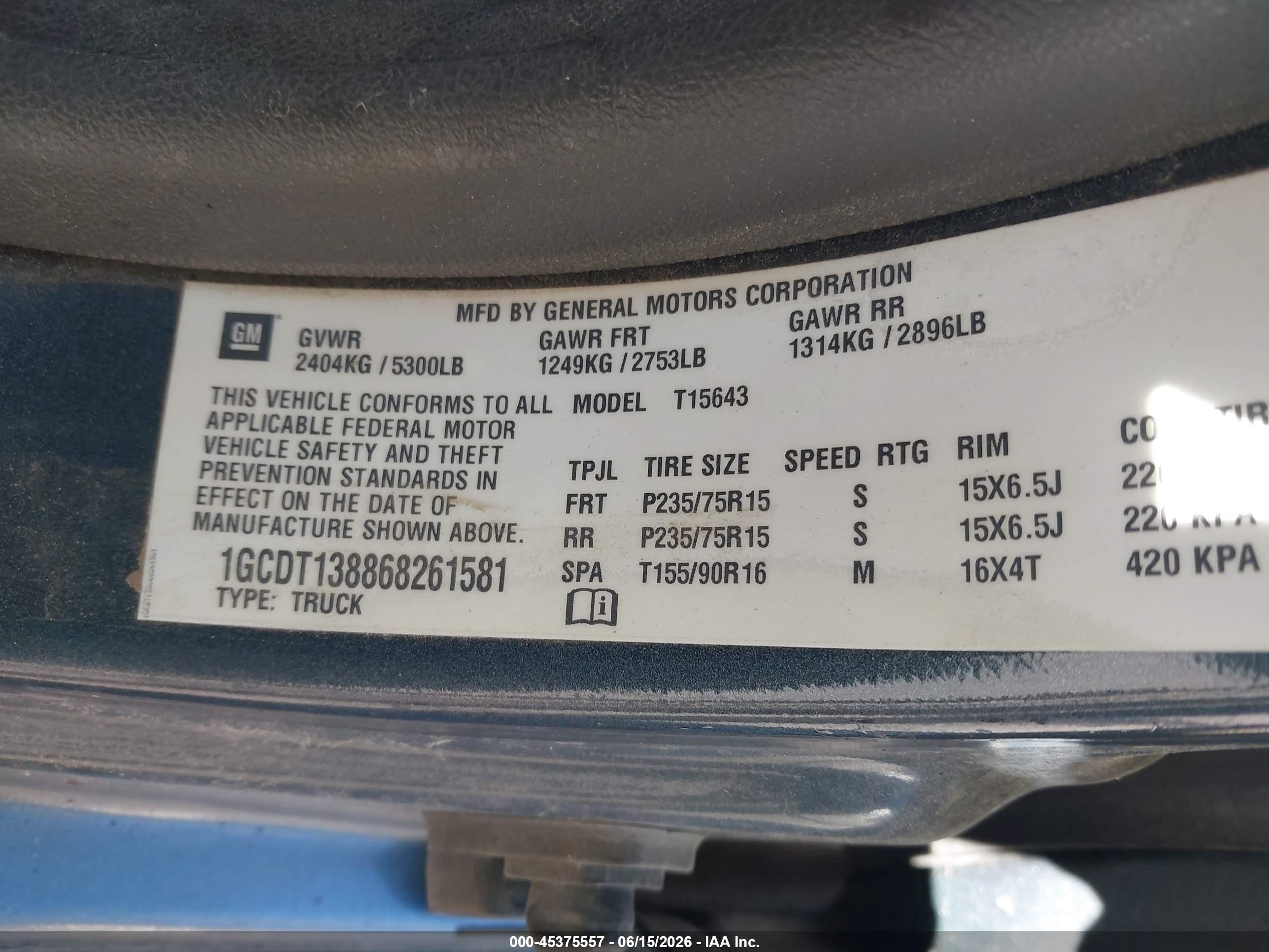 2006 Chevrolet Colorado Lt Gray vin: 1GCDT138868261581