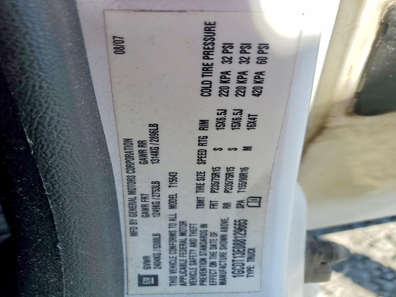 2008 Chevrolet Colorado White vin: 1GCDT13E088129665