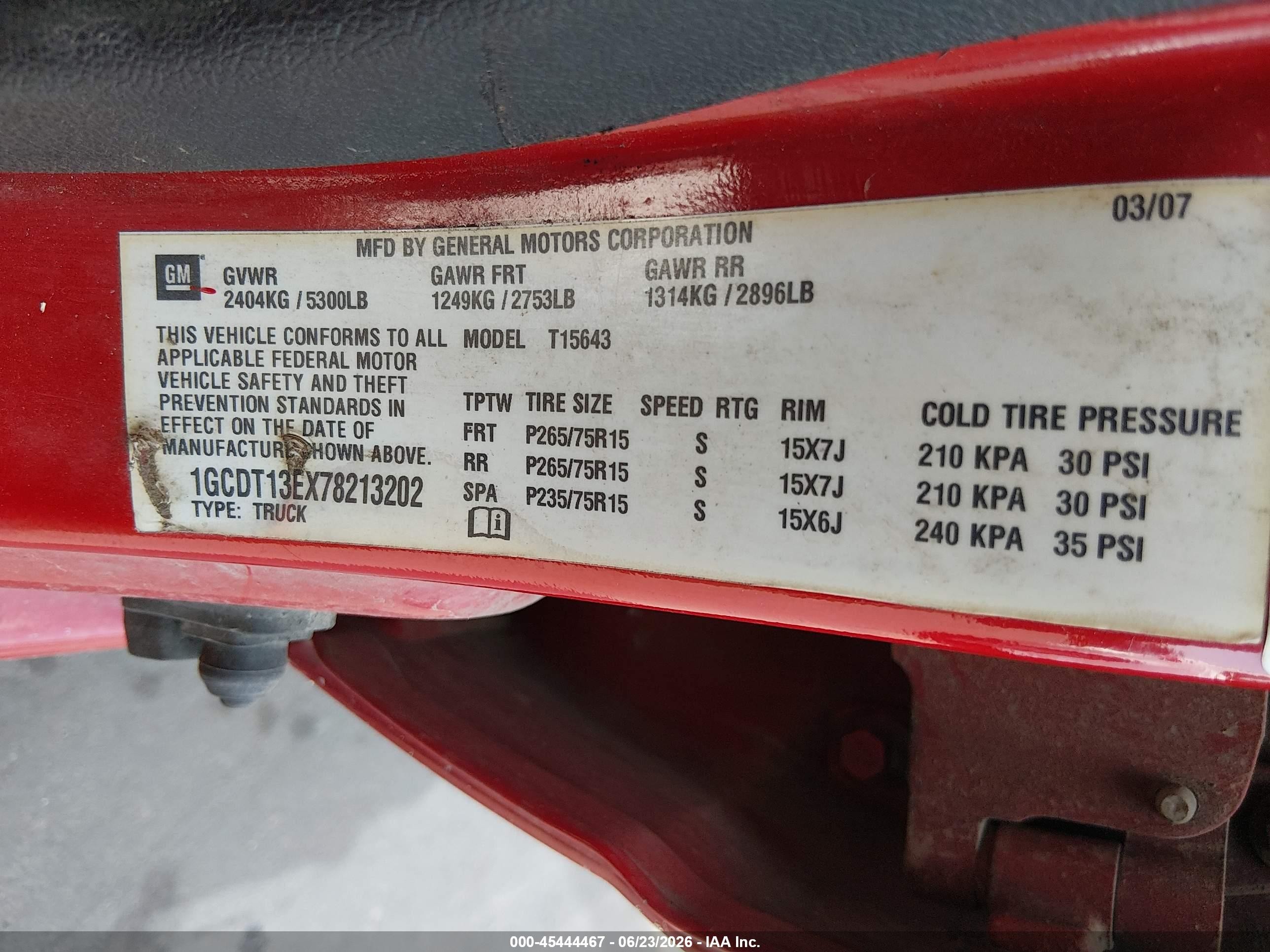 2007 Chevrolet Colorado Lt Red vin: 1GCDT13EX78213202