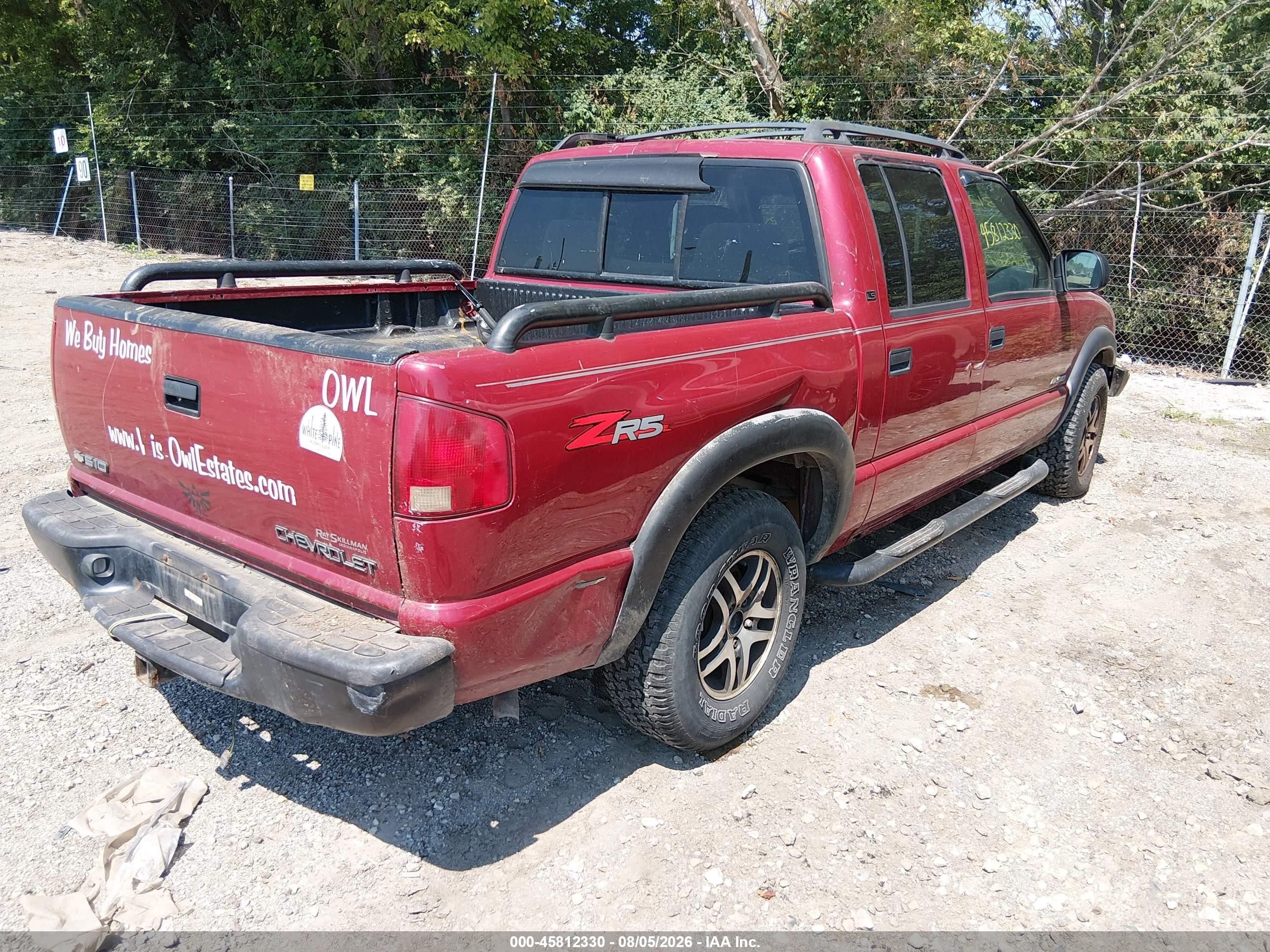 2002 Chevrolet S-10 Ls Red vin: 1GCDT13W82K223618