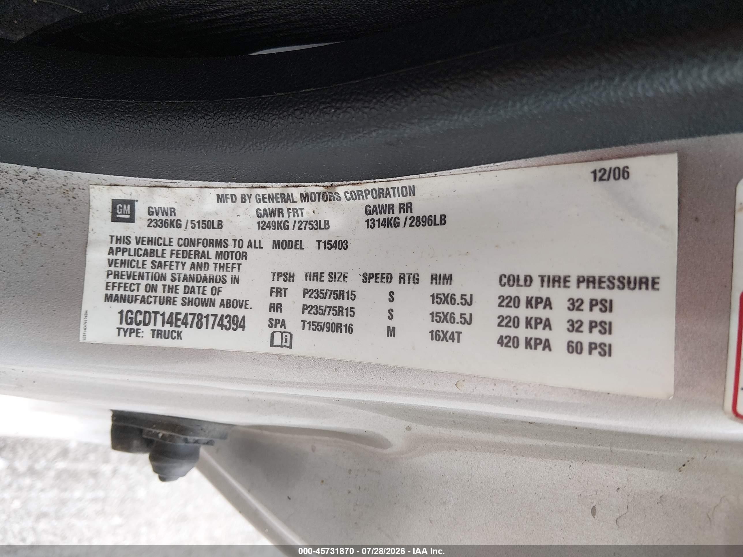 2007 Chevrolet Colorado Lt Gray vin: 1GCDT14E478174394
