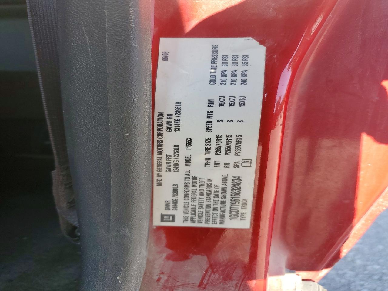 2006 Chevrolet Colorado Red vin: 1GCDT196168324834