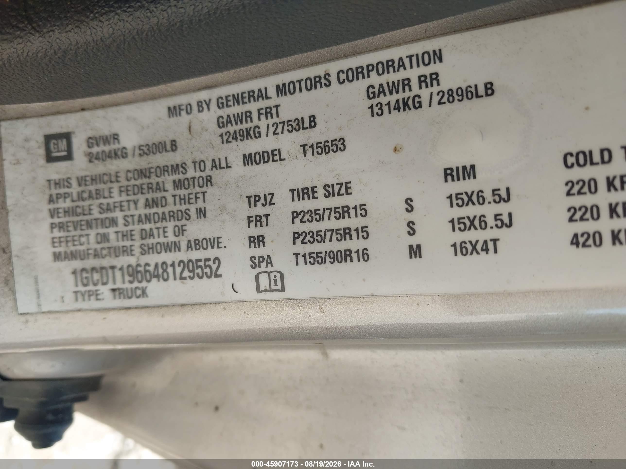 2004 Chevrolet Colorado Ls Champagne vin: 1GCDT196648129552