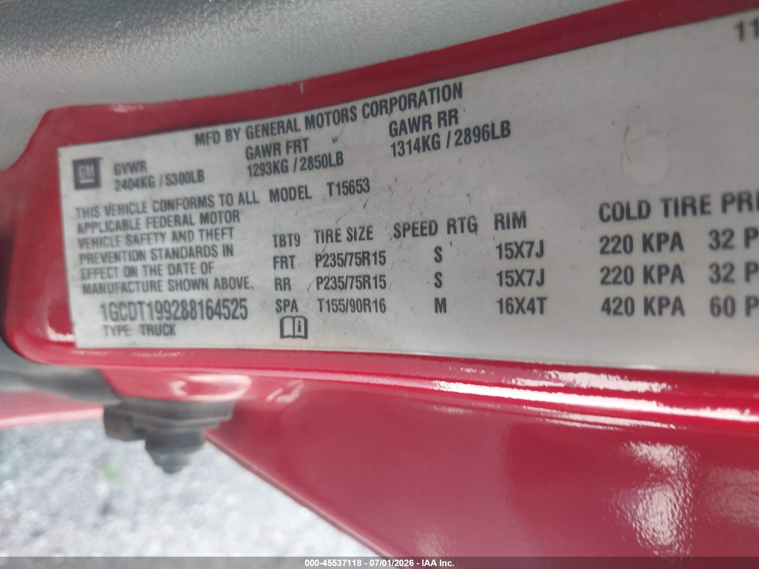 2008 Chevrolet Colorado Ls Red vin: 1GCDT199288164525