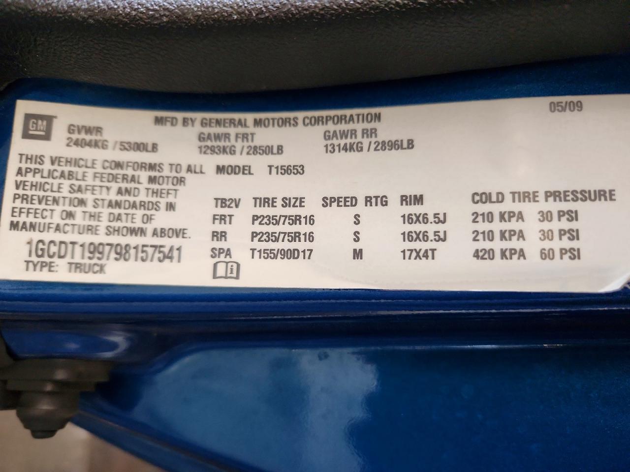 2009 Chevrolet Colorado Blue vin: 1GCDT199798157541