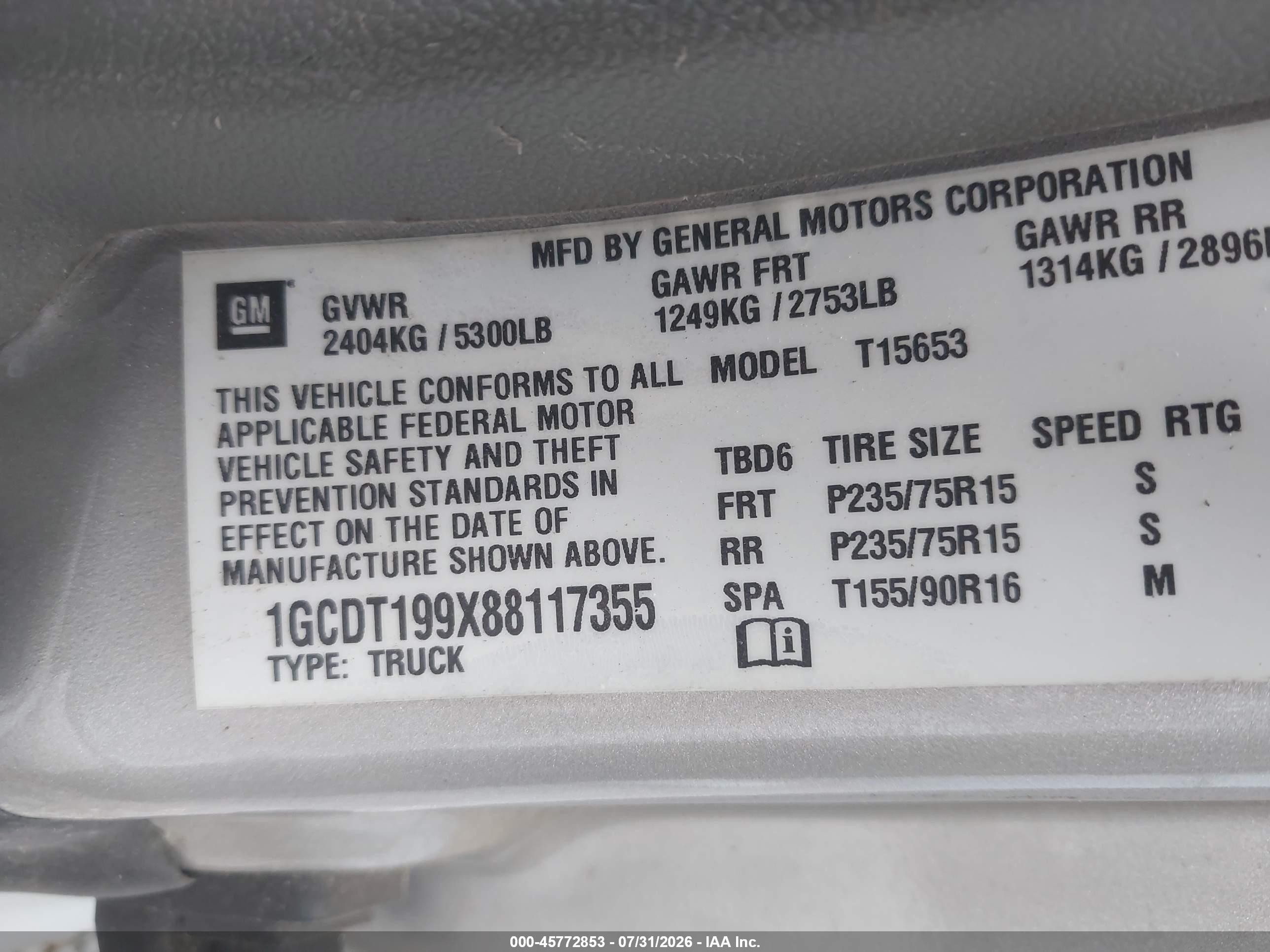 2008 Chevrolet Colorado Work Truck Gray vin: 1GCDT199X88117355