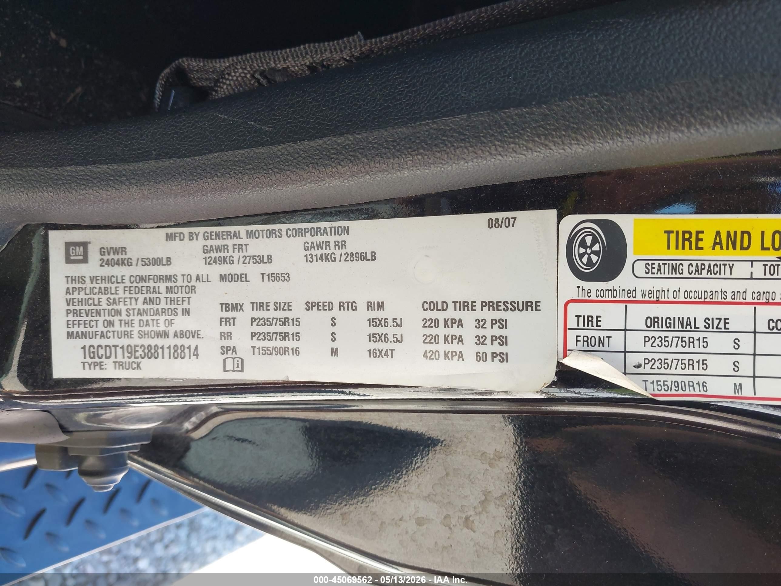 2008 Chevrolet Colorado Lt Black vin: 1GCDT19E388118814