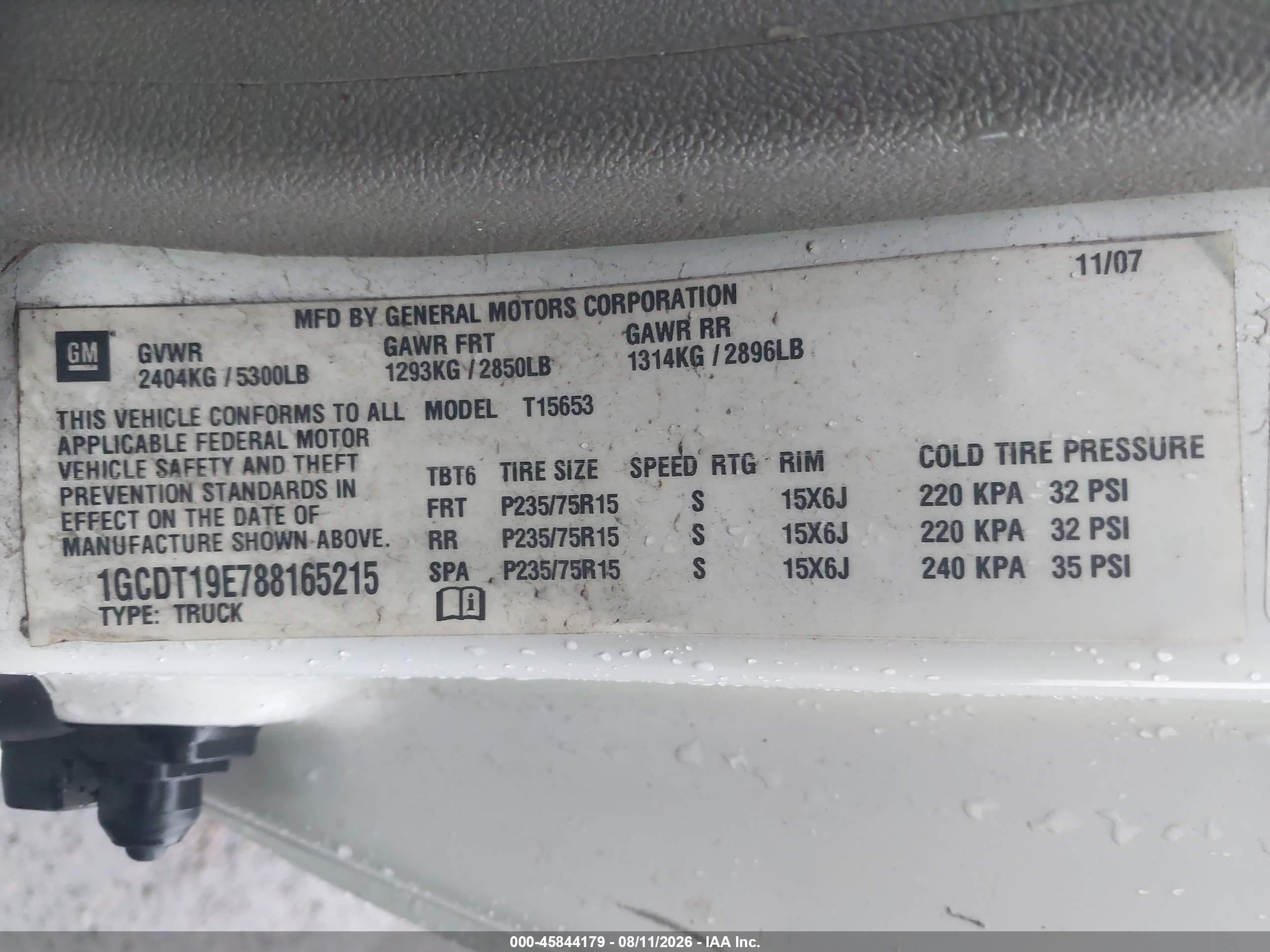 2008 Chevrolet Colorado Work Truck White vin: 1GCDT19E788165215