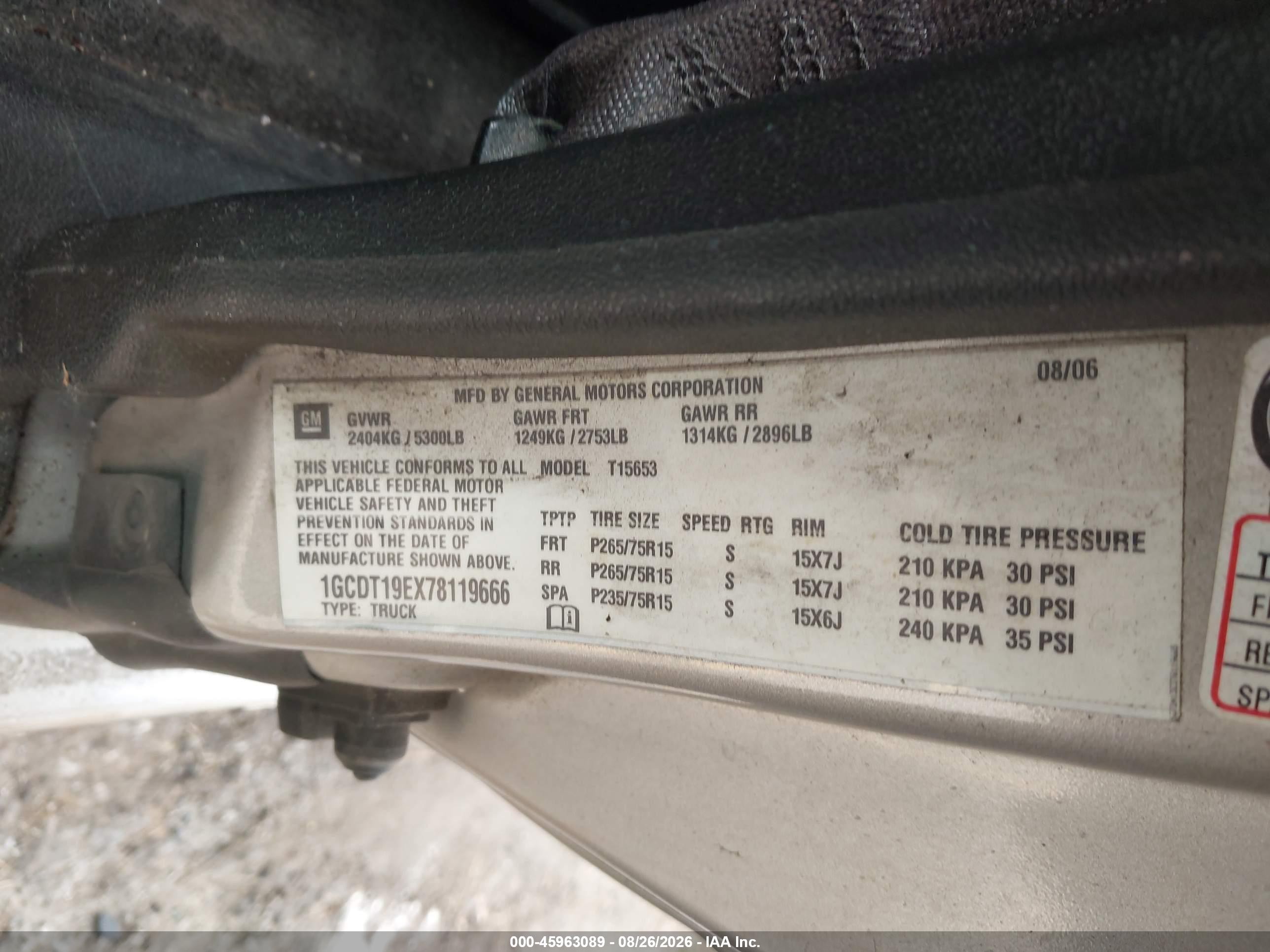 2007 Chevrolet Colorado   Silver vin: 1GCDT19EX78119666