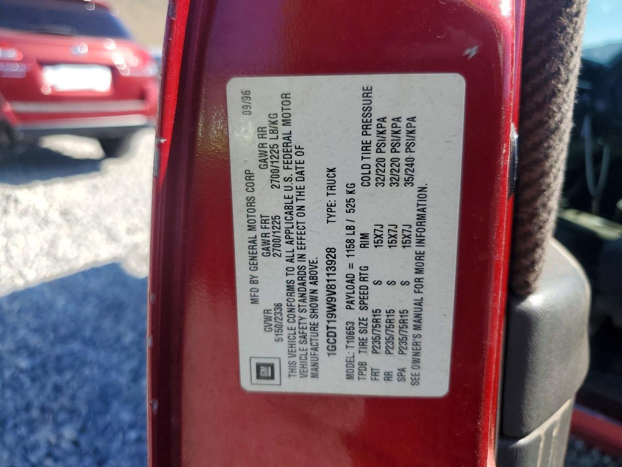 1997 Chevrolet S Truck S10 Красный vin: 1GCDT19W9V8113928