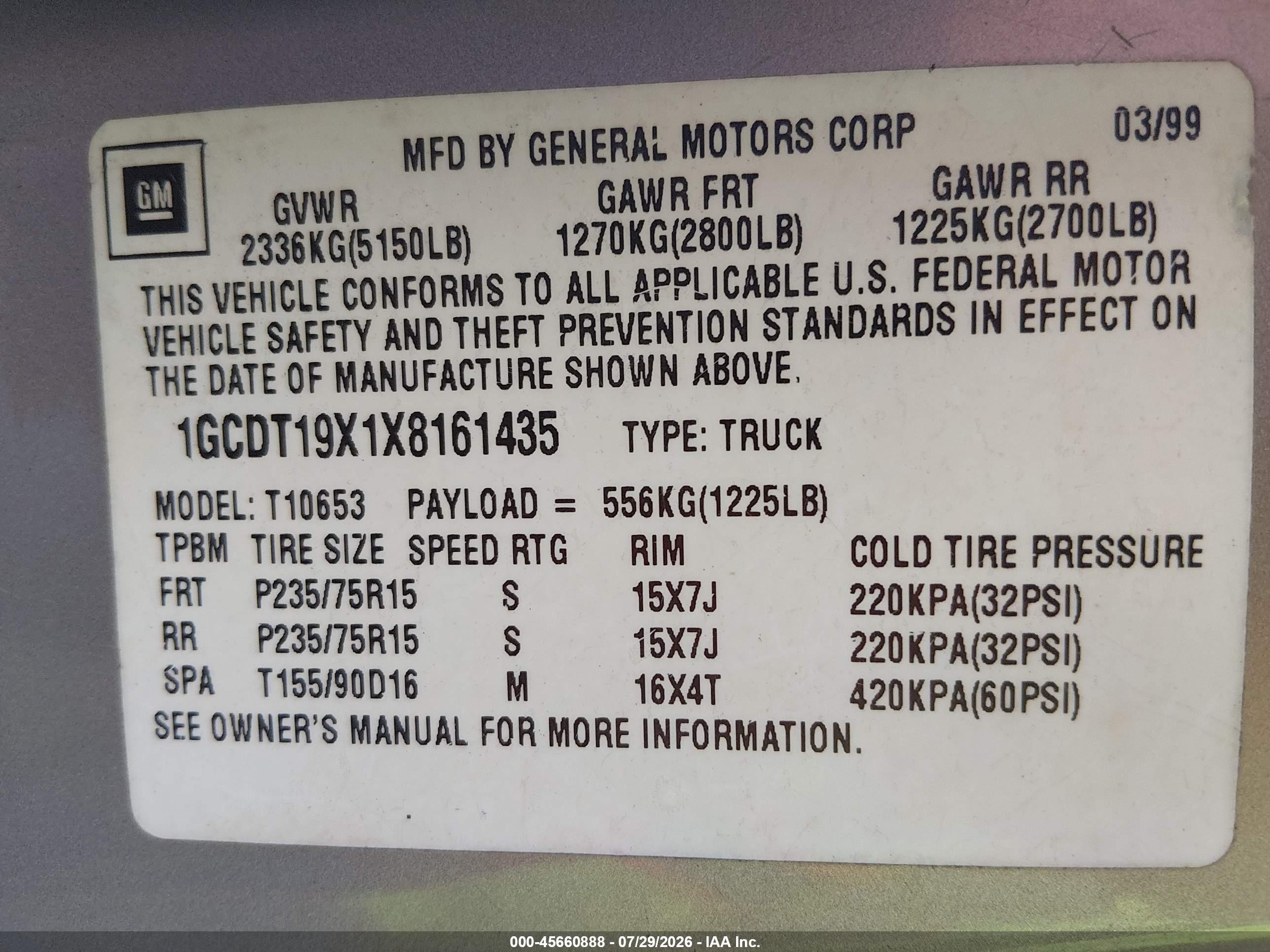 1999 Chevrolet S-10 Ls Желто-коричневый vin: 1GCDT19X1X8161435