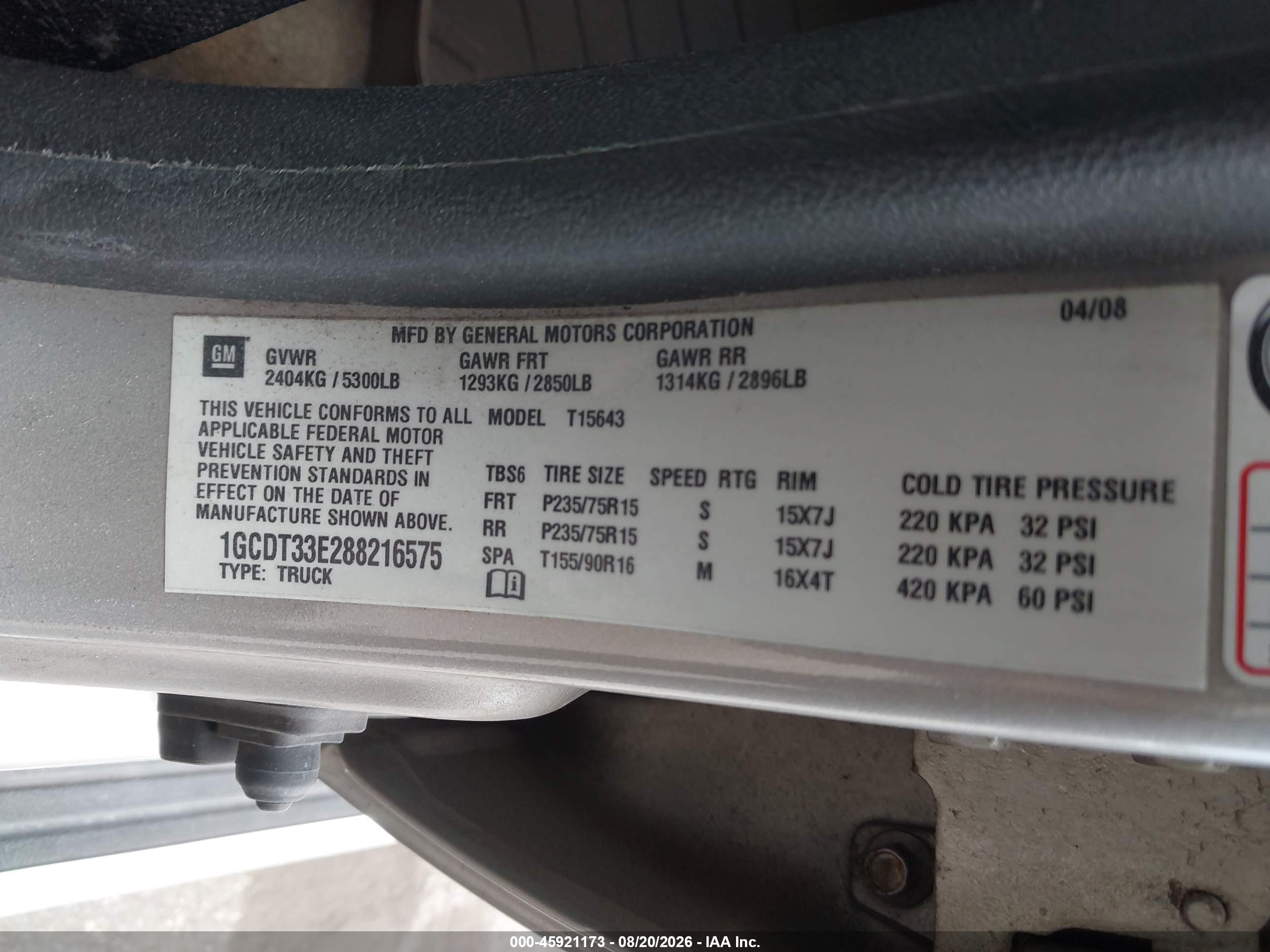 2008 Chevrolet Colorado Lt Gray vin: 1GCDT33E288216575