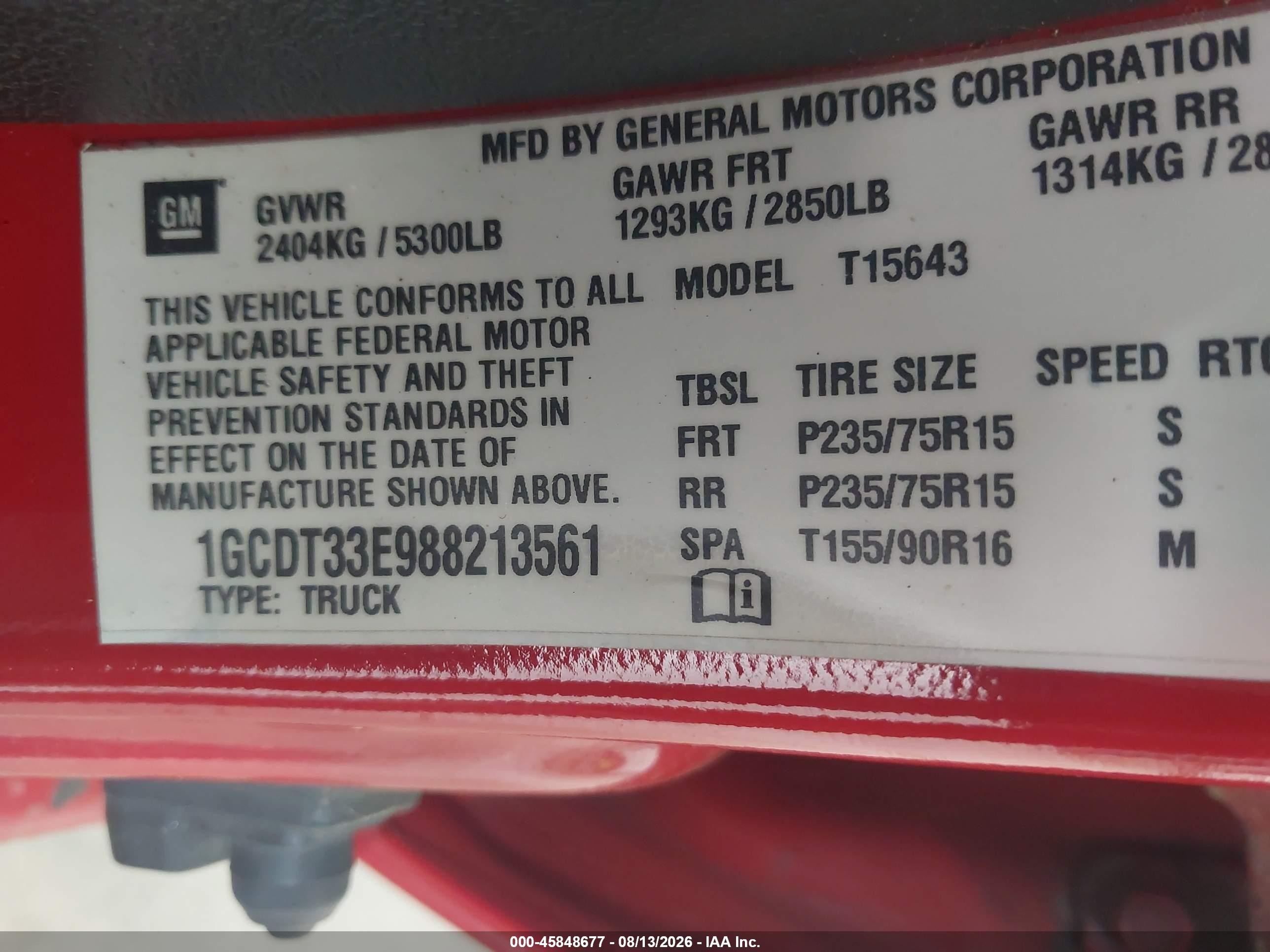 2008 Chevrolet Colorado Lt Red vin: 1GCDT33E988213561
