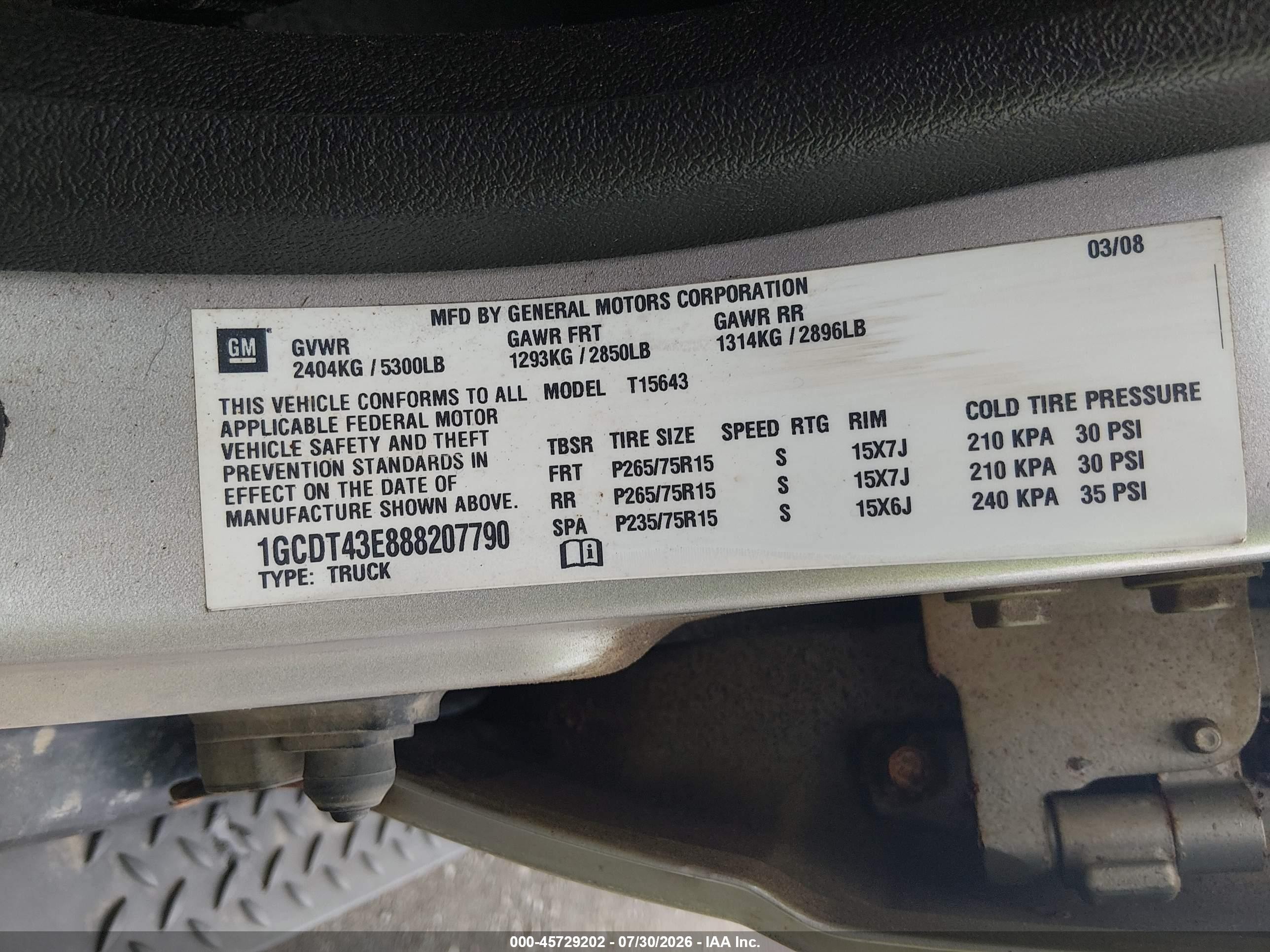 2008 Chevrolet Colorado Lt Tan vin: 1GCDT43E888207790